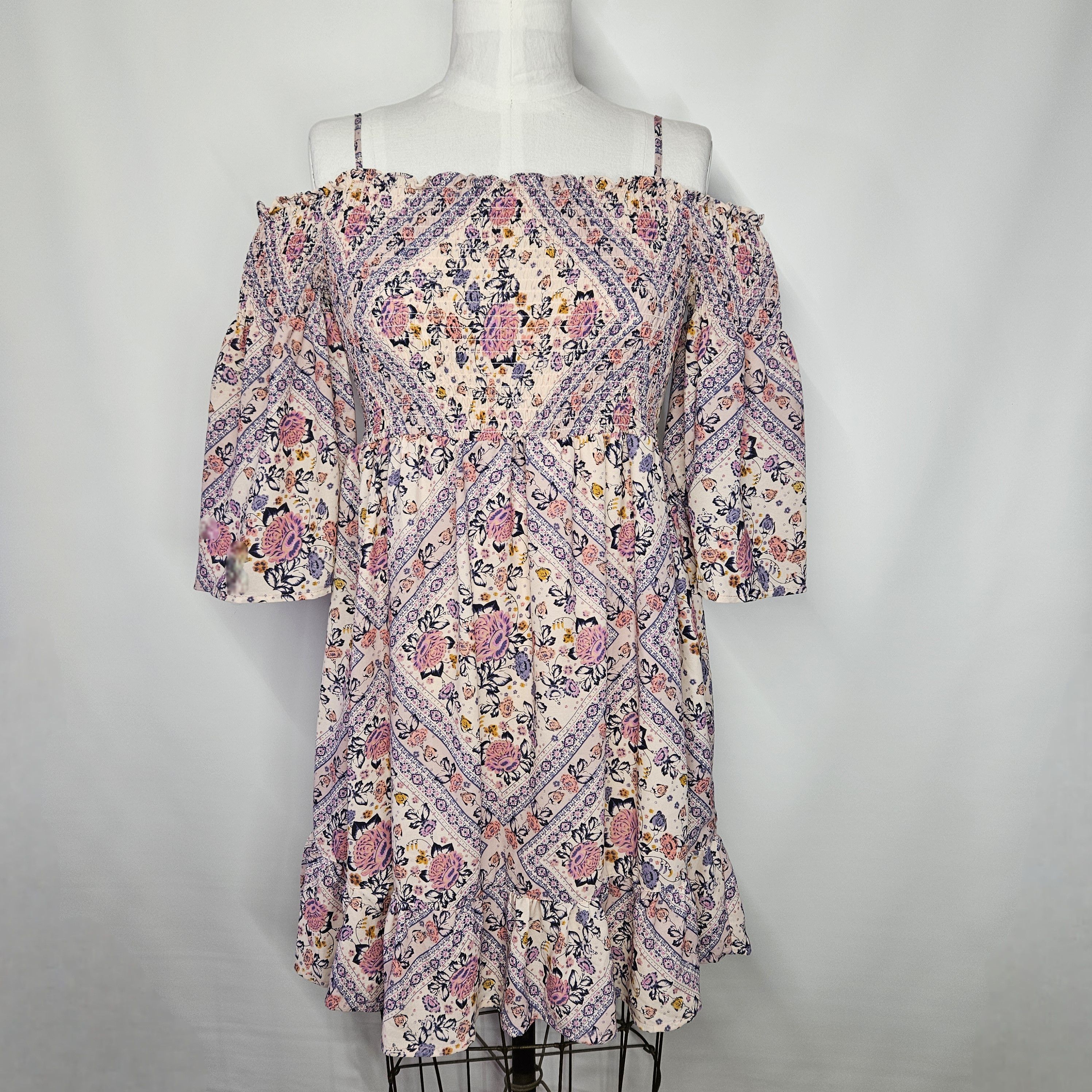Other Mason & Belle Size XL Dress Floral Off Shoulder Smocked Line Size XL / US 12-14 / IT 48-50 - 1 Thumbnail