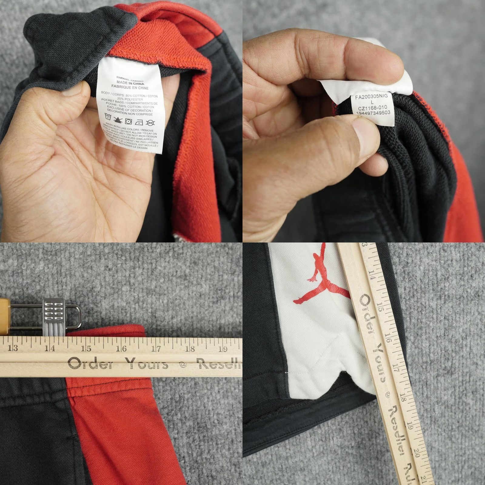 Jordan Brand Jordan Sweat Shorts Mens Large Black Red Nike Jumpman Colorblock CZ1168-010 Size US 33 - 8 Thumbnail