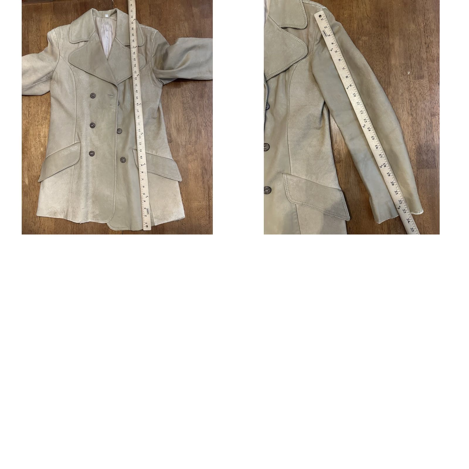 Doublet VINTAGE Women’s S/M Beige Suede Leather Jacket 80s Double Breasted Overcoat Size M / US 6-8 / IT 42-44 - 8 Thumbnail