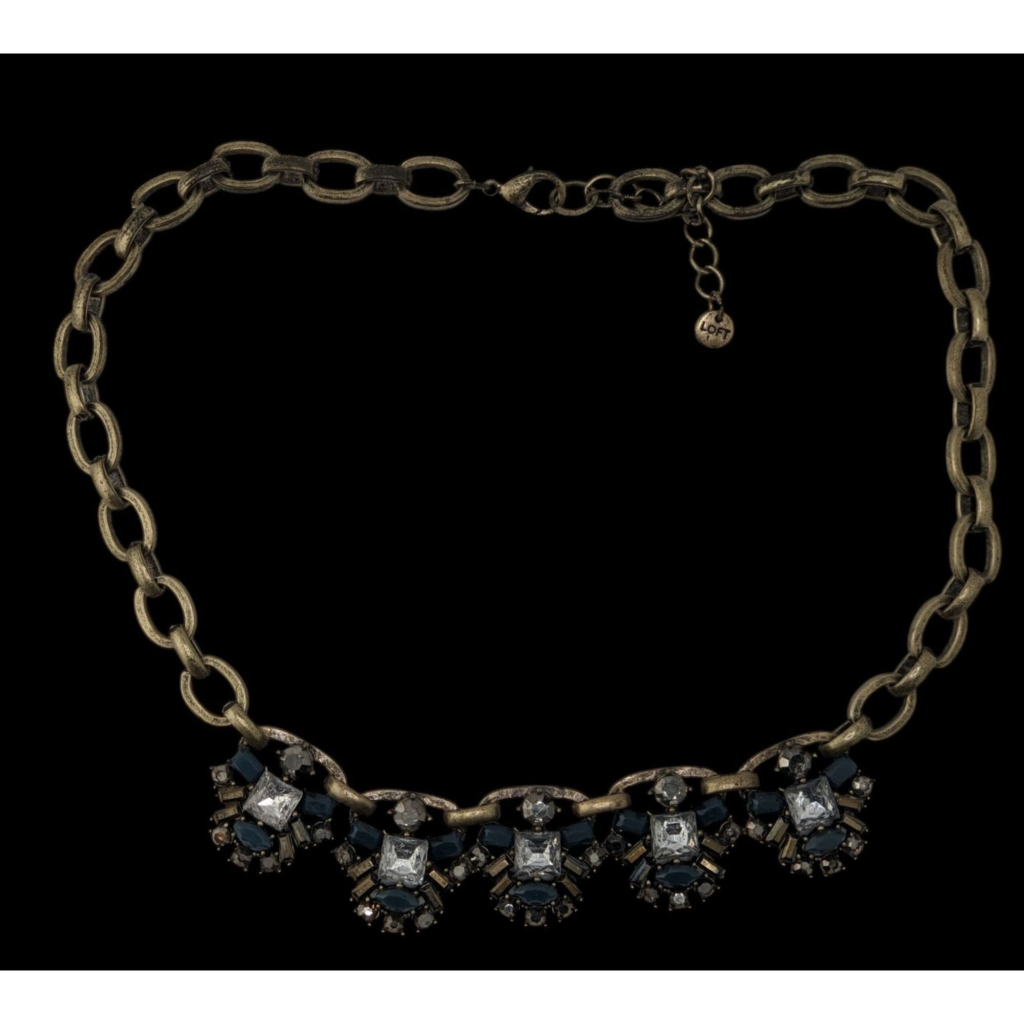 Loft Loft Chunky Statement Necklace With Blue & Clear Gemstones Size ONE SIZE - 5 Thumbnail