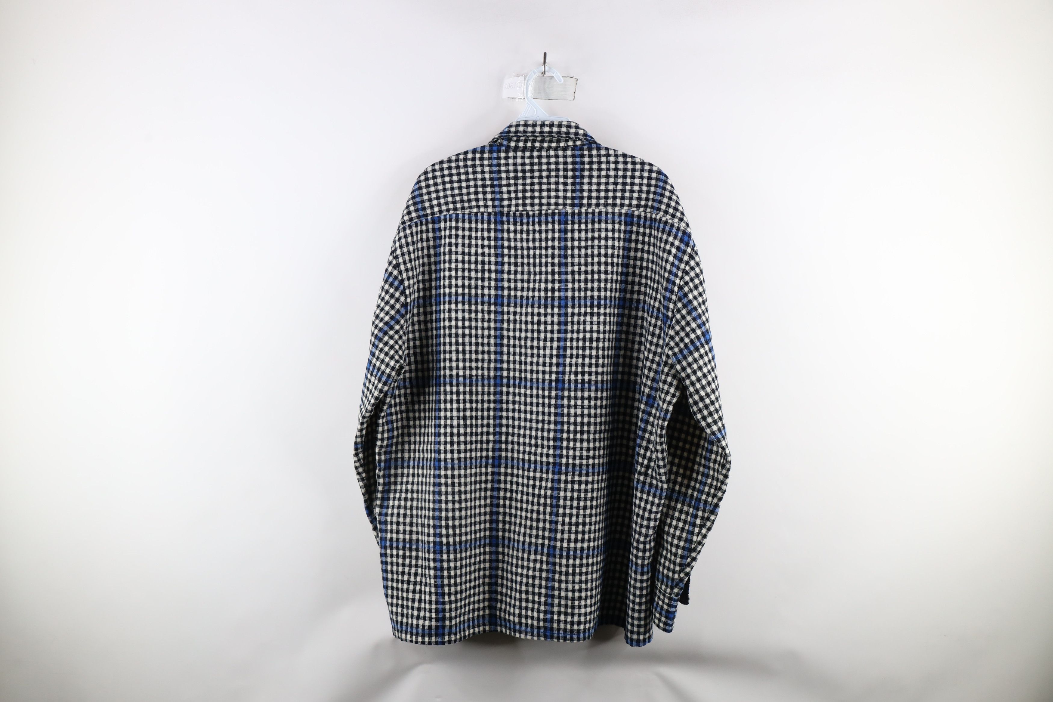 Vintage Vintage 70s Streetwear Knit Collared Button Shirt Plaid Size US XL / EU 56 / 4 - 8 Thumbnail