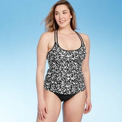Other Kona Sol Women's Racerback Tankini Top - Black/White Medium Size ONE SIZE - 4 Thumbnail