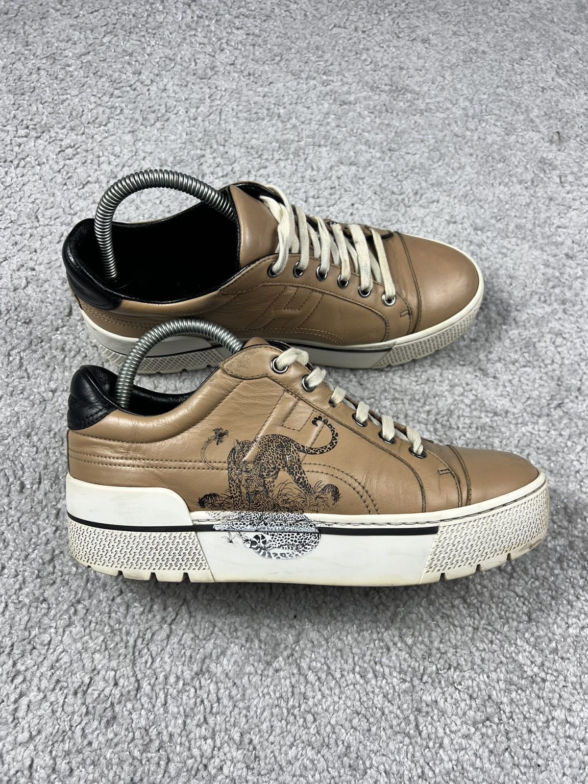 Hermes Hermes Calfskin Jungle Love Printed Voltage Sneakers 37 Size US 6 / IT 36 - 3 Thumbnail