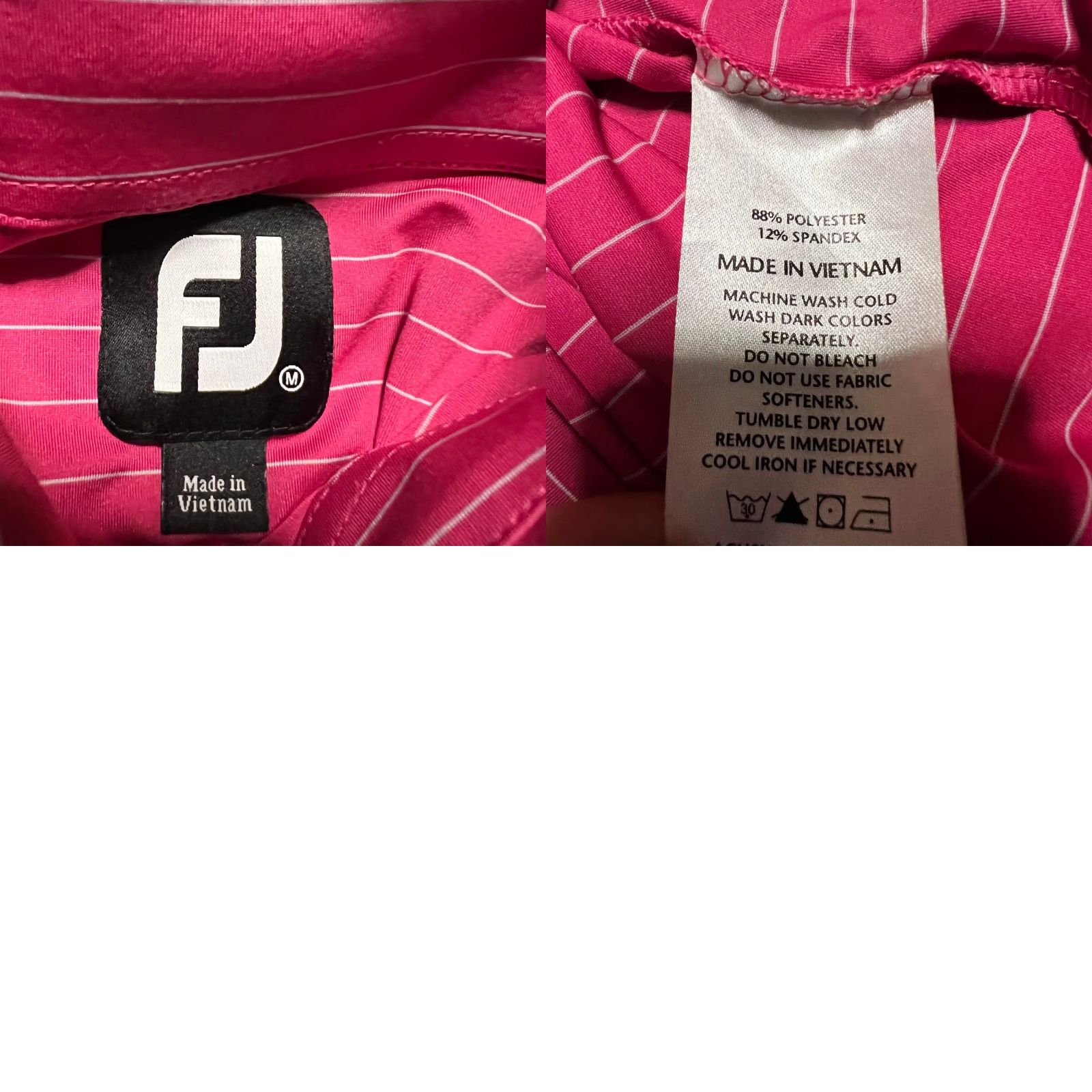 Footjoy Footjoy Polo Shirt Mens Medium Hot Pink Striped Golf Short Sleeve Size US M / EU 48-50 / 2 - 8 Thumbnail