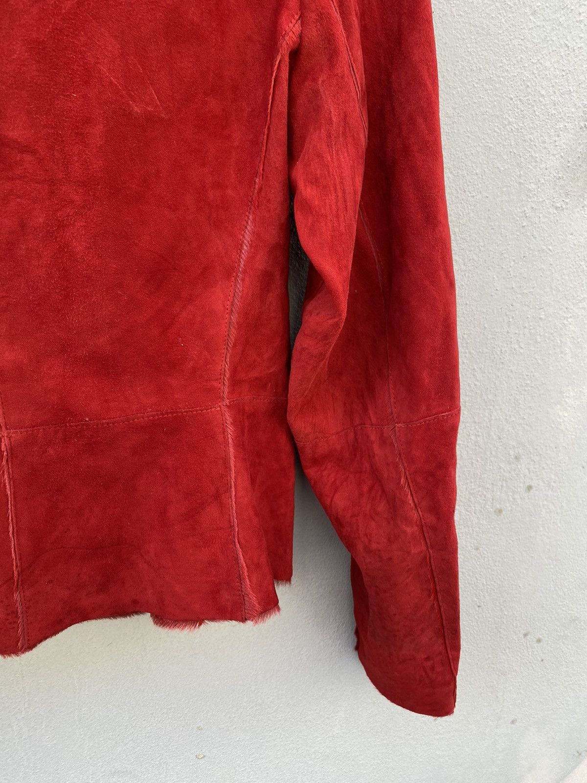 Versace Genny by Versace Red Velvet Cuir Leather Jacket Size M / US 6-8 / IT 42-44 - 13 Thumbnail