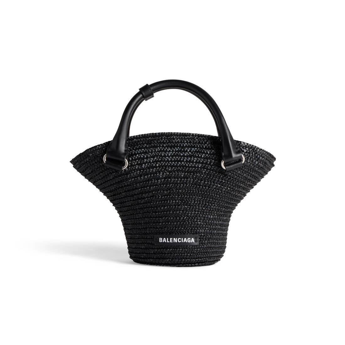 Balenciaga Beach Straw Tote Bag Mini in Black Size ONE SIZE - 1 Thumbnail