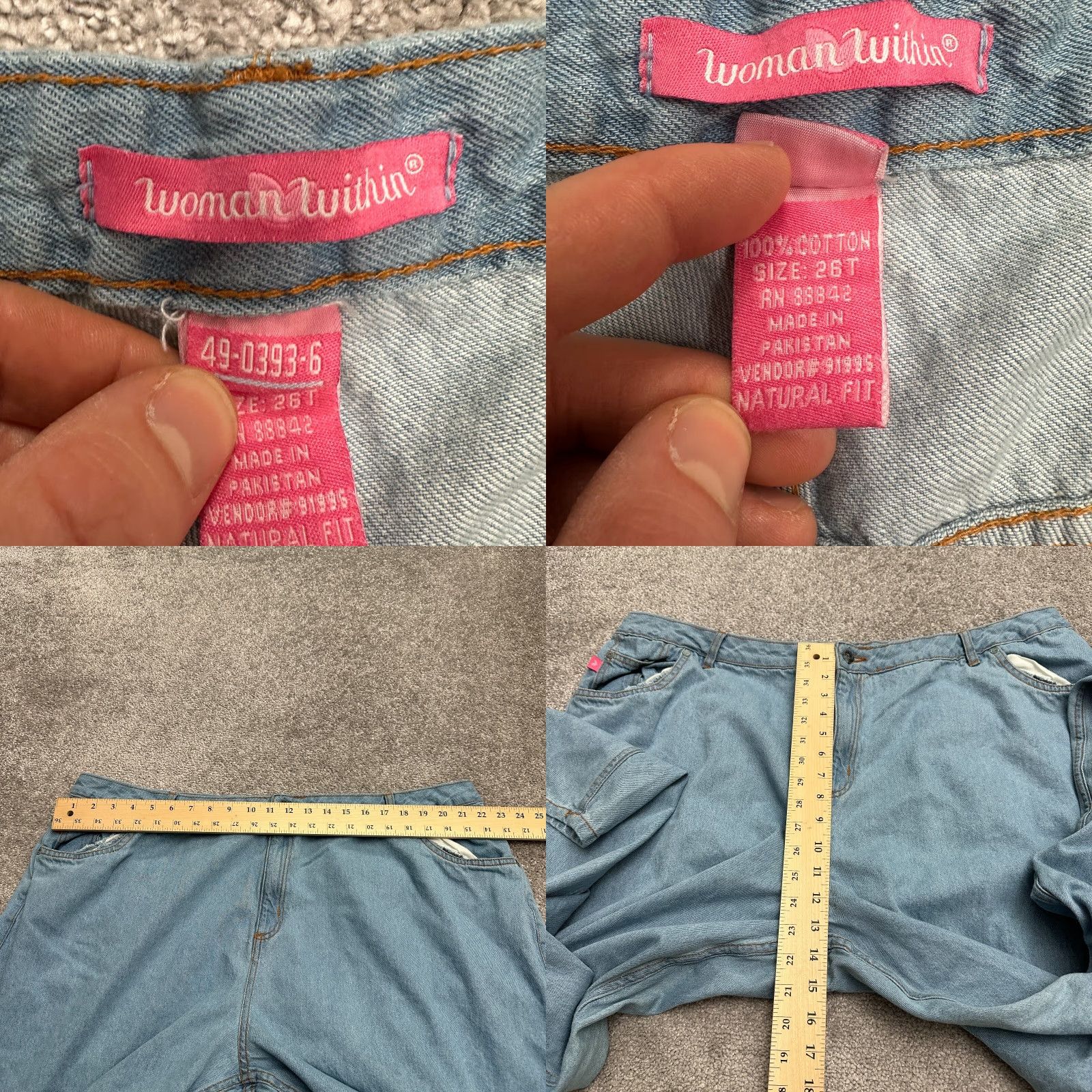 Vintage WOMAN WITHIN Jeans Women 26 Tall Blue Wide-Leg Denim 5-Pocket High Rise 100% Cotton Size 26" / US 2 / IT 38 - 8 Thumbnail