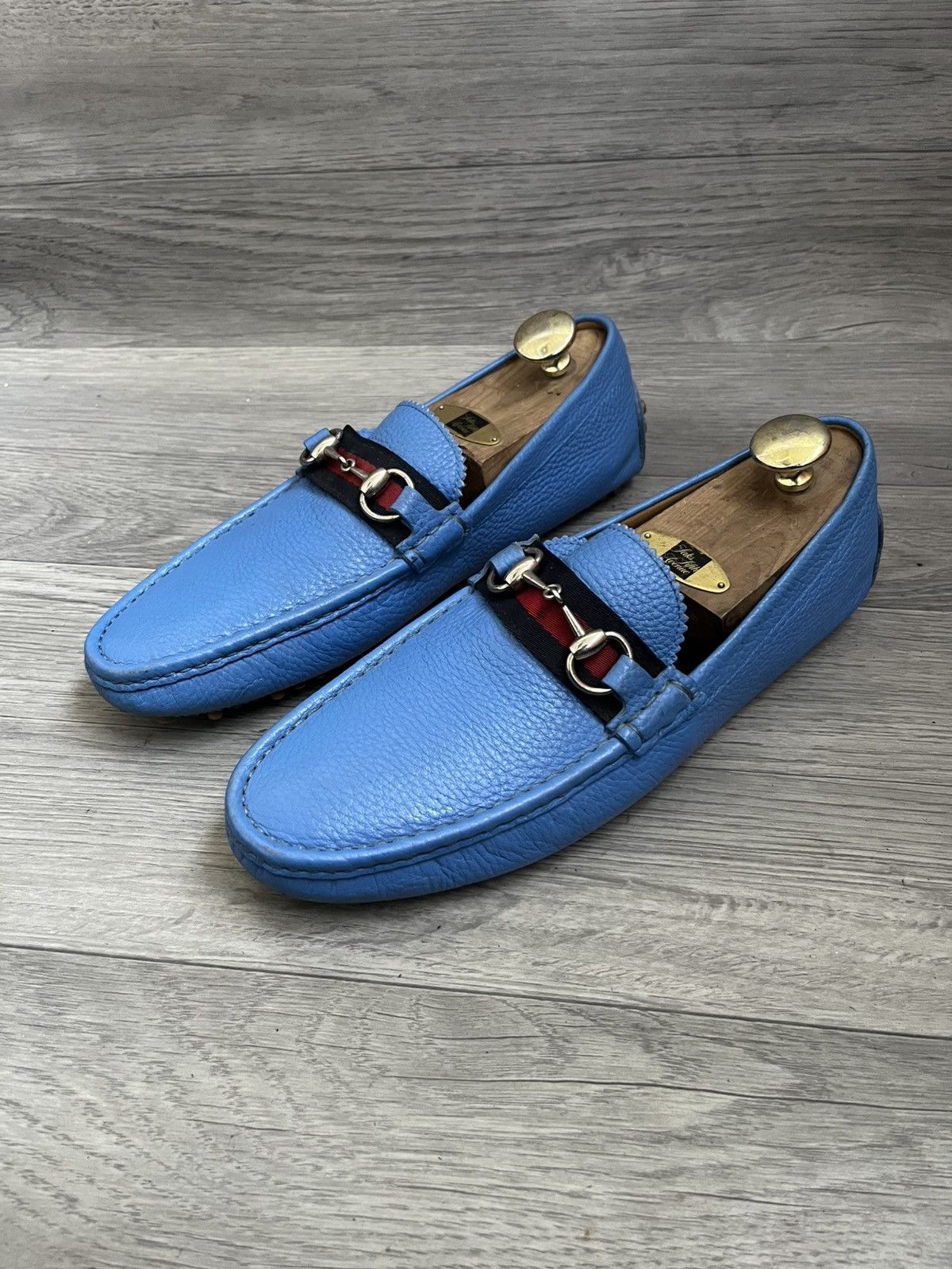 Gucci Gucci horsebit blue leather driving loafers sz 42 Size US 9 / EU 42 - 1 Thumbnail