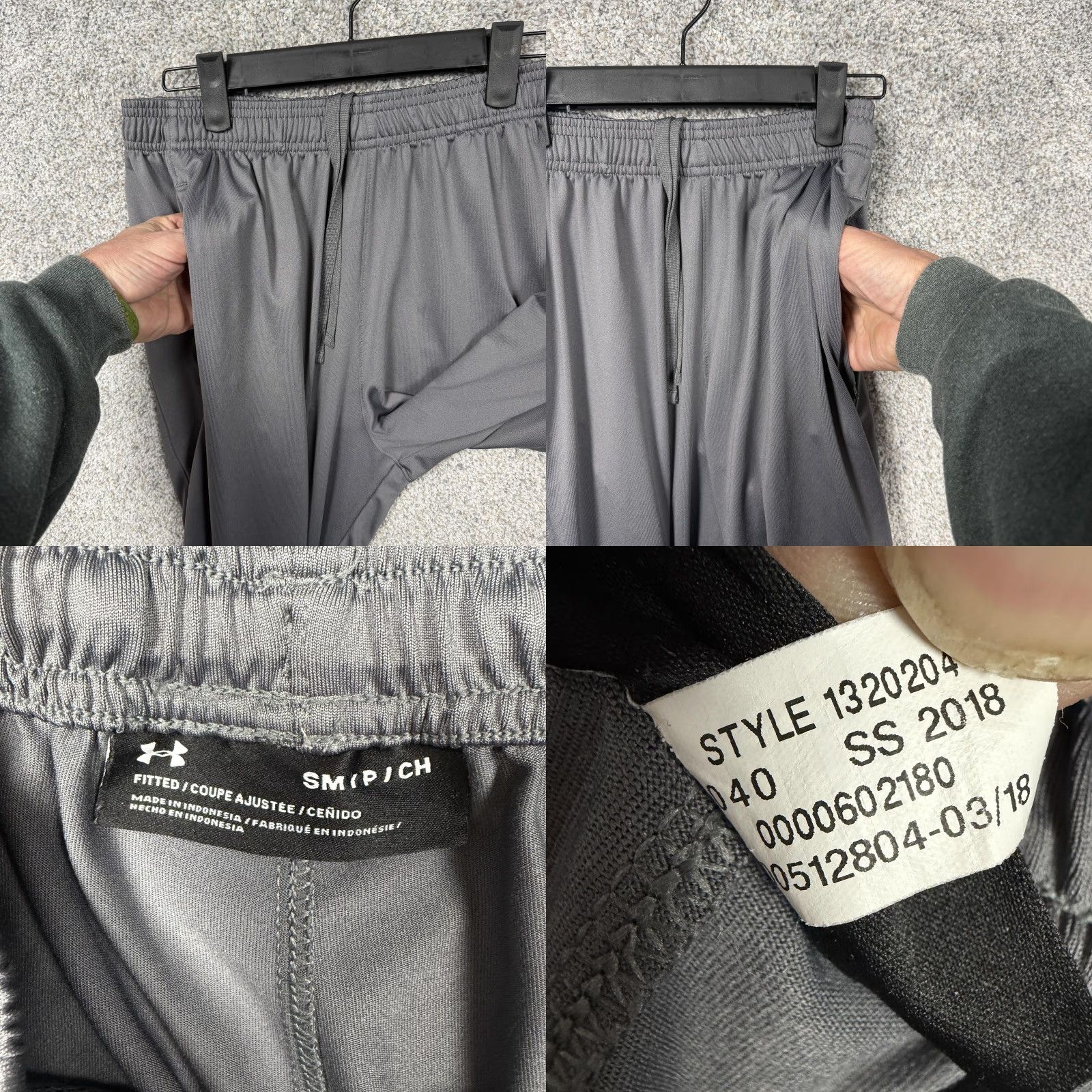 Under Armour Under Armour Mens Track Pants S Gray Fitted Tapered Ankle Zip Pockets Running Athletic Size US 29 - 8 Thumbnail