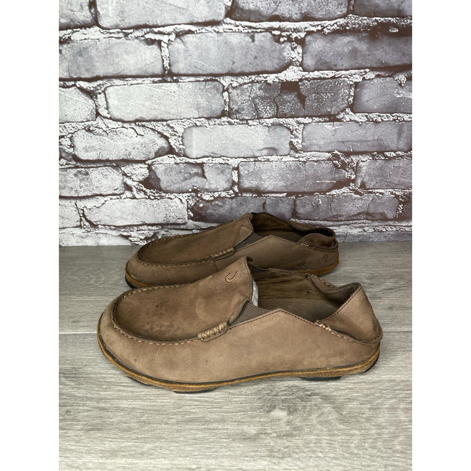 Olukai OluKai Moloa Brown Toffee Leather Slip On Loafers Casual Sho Size US 9 / EU 42 - 17 Thumbnail