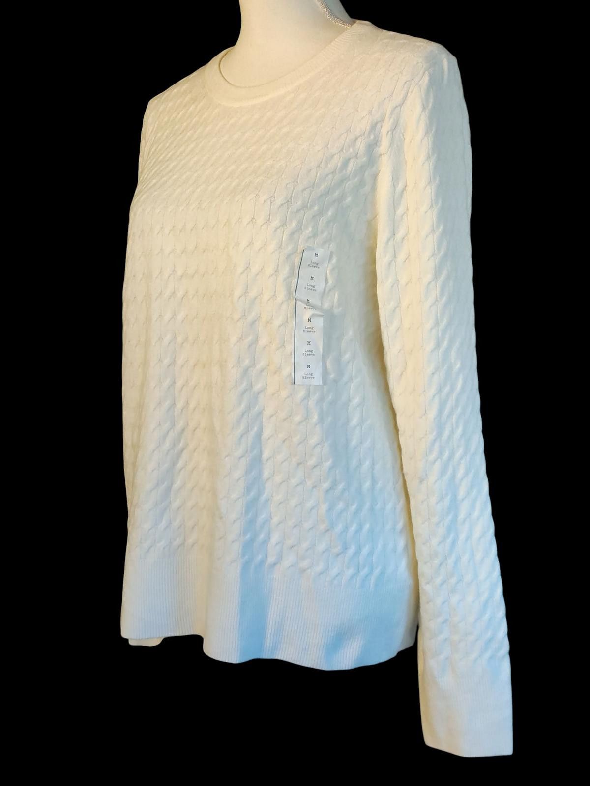 Other A New Day Women's Cream Textured Crew Neck Sweater Size M / US 6-8 / IT 42-44 - 5 Thumbnail