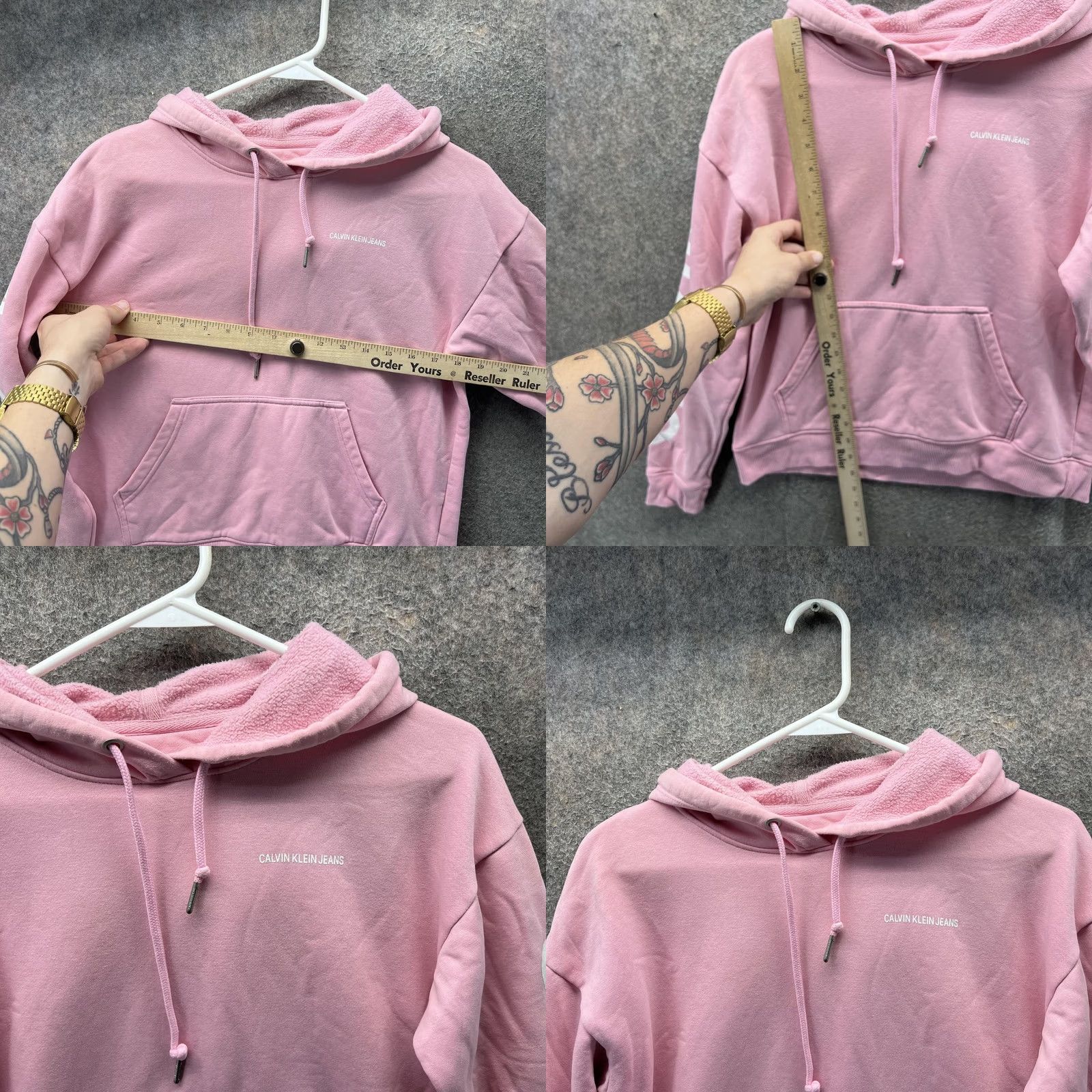 Calvin Klein VINTAGE Calvin Klein Jeans Hoodie Womens Small Pink Logo Fleece Pullover Sweatshirt Size S / US 4 / IT 40 - 8 Thumbnail