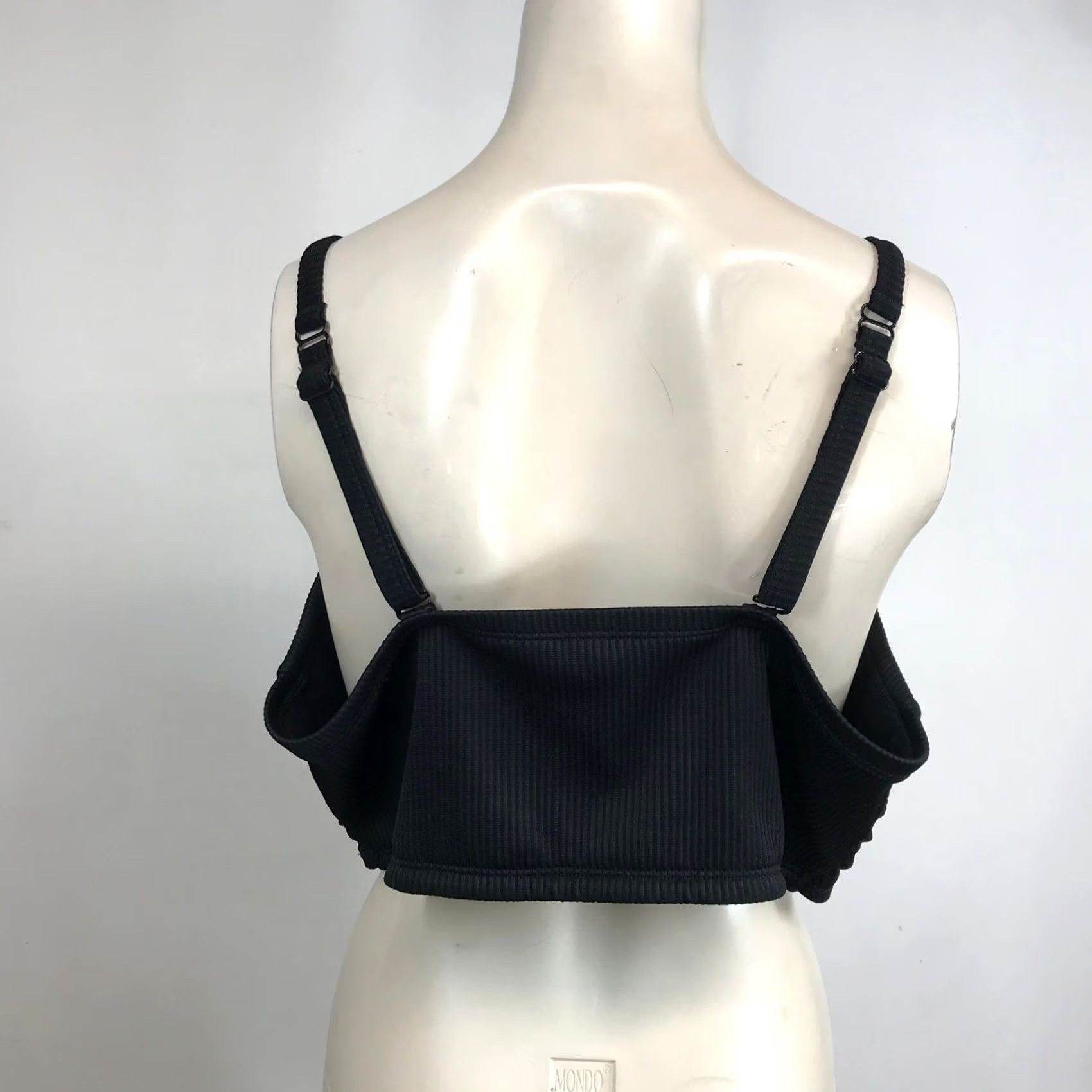 Vintage Cacique Black Ribbed Knot Front Bikini Tankini Swim Top Women 20 Size 3XL / US 20-22 - 3 Thumbnail