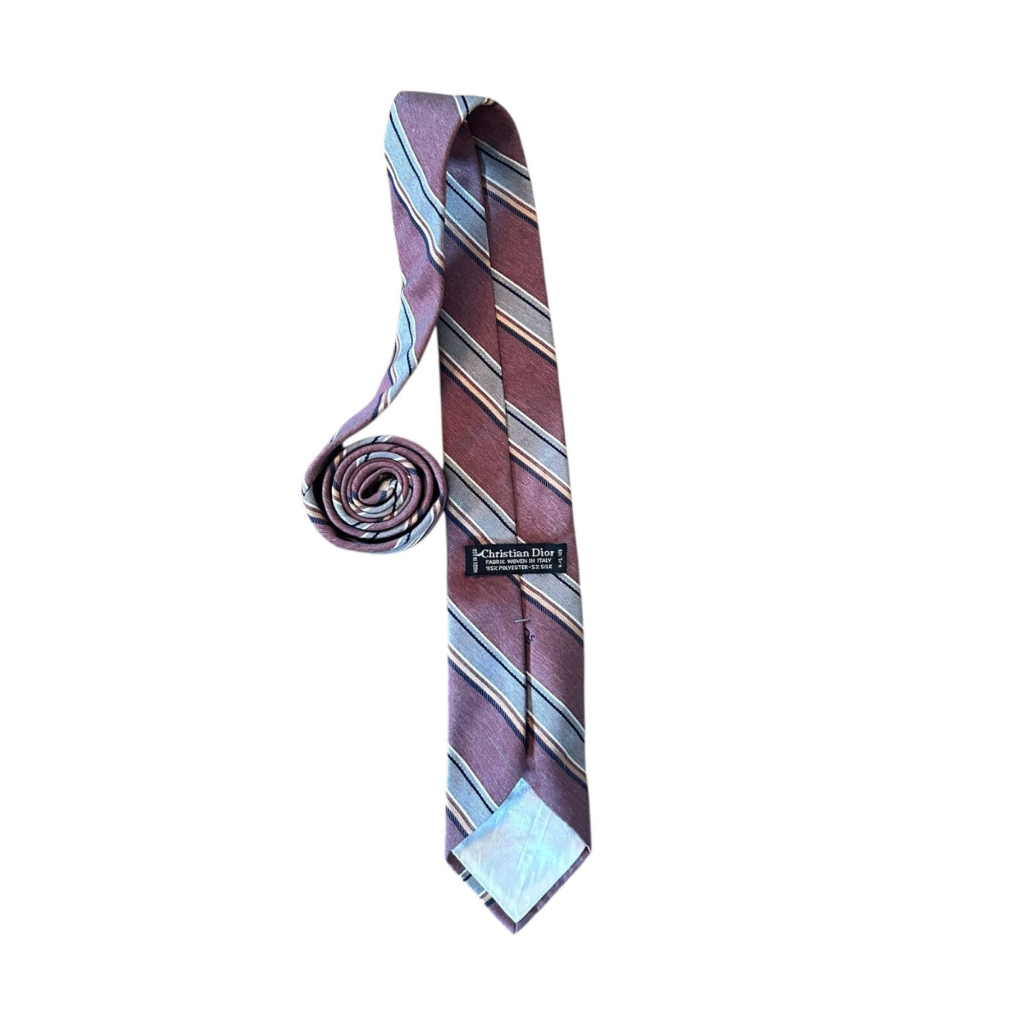 Dior Vintage Christian Dior Silk Blend Muted Classic Striped Tie Size ONE SIZE - 4 Thumbnail