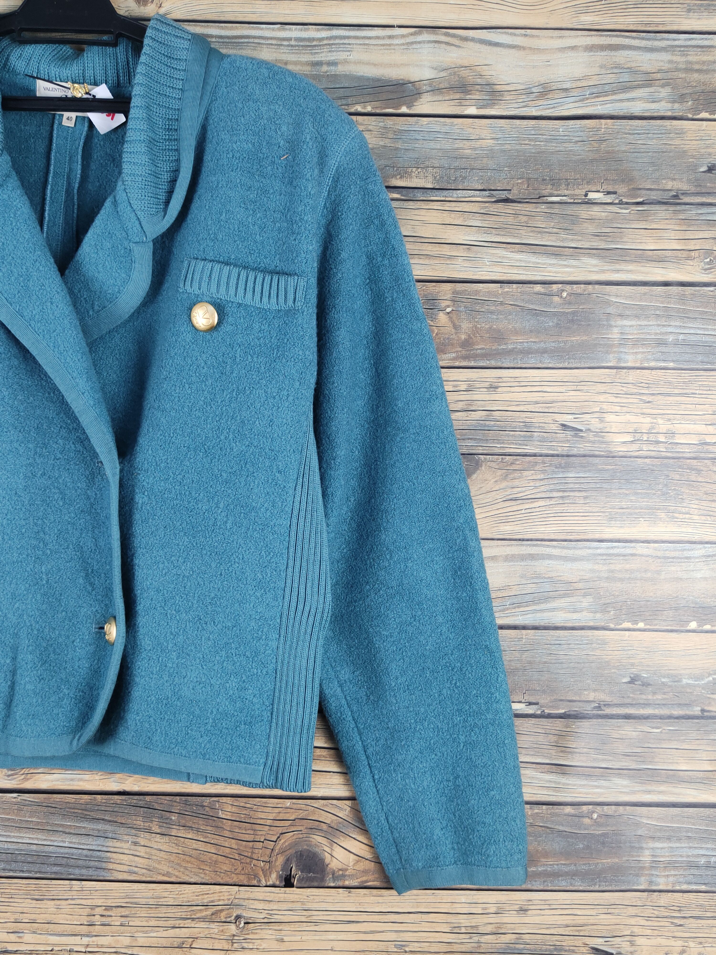 Homespun Knitwear Valentino Garavani Turquoise Knitwear jacket #W1331 Size S / US 4 / IT 40 - 5 Thumbnail