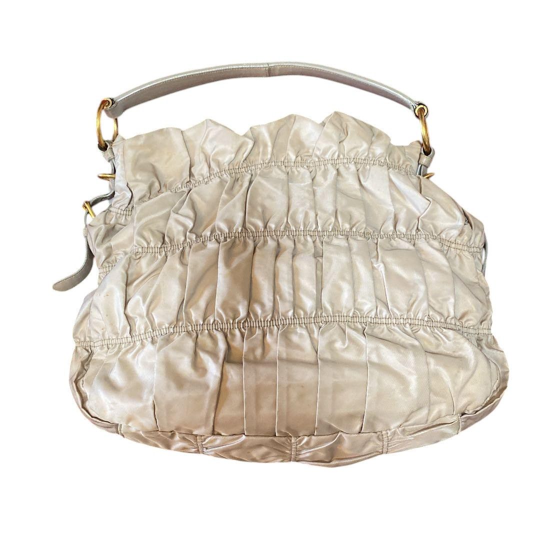 Prada Prada - Quilted Gaufre Handbag Shoulder Bag Beige Triangle Size ONE SIZE - 2 Thumbnail