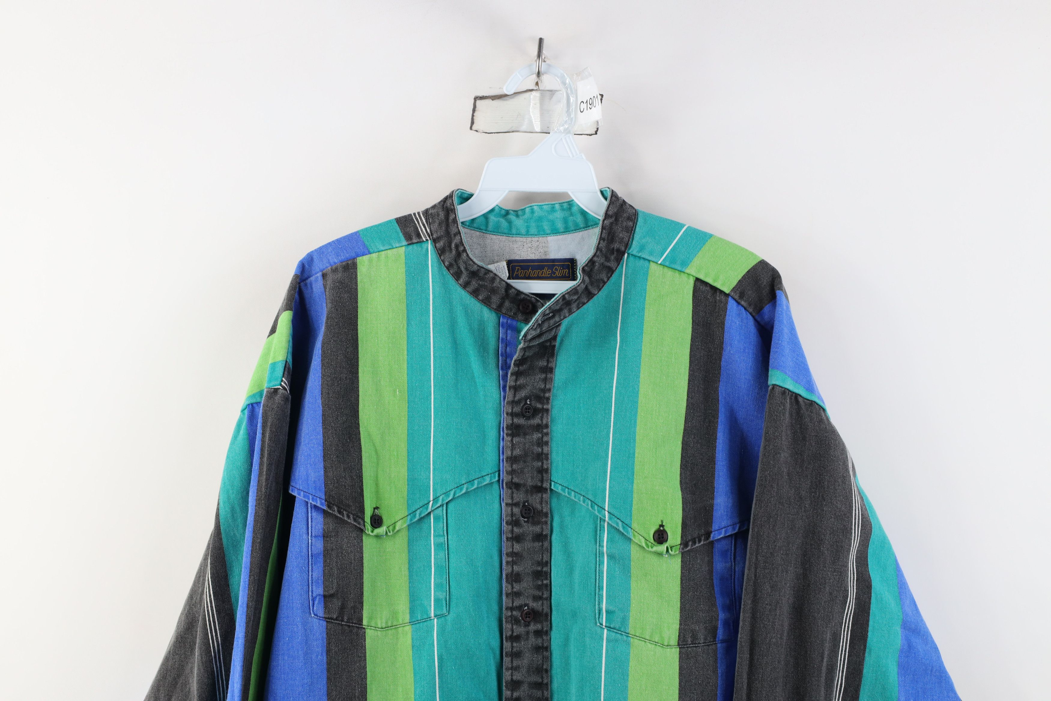 Vintage Vintage 90s Streetwear Western Band Collar Button Shirt USA Size US XL / EU 56 / 4 - 2 Thumbnail