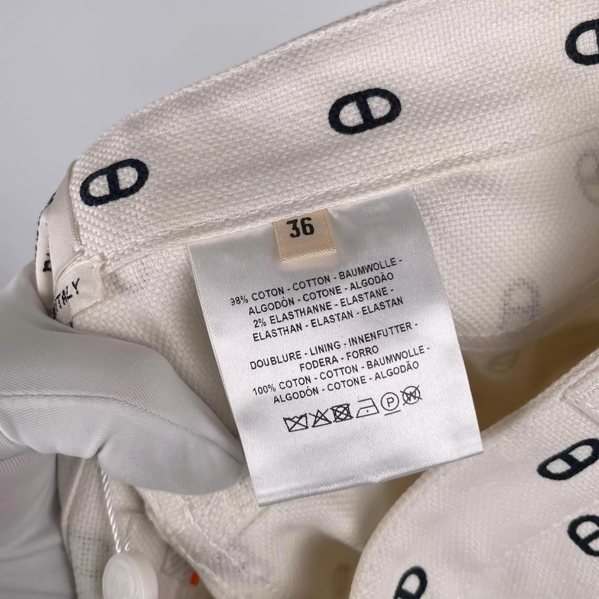 Hermes Hermes White Pig Nose Full Logo Cotton Denim Pants Size 26" / US 2 / IT 38 - 5 Thumbnail