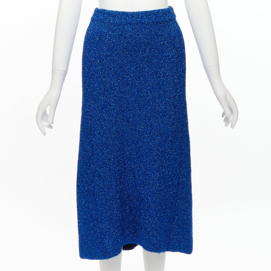 Balenciaga BALENCIAGA Demna 2016 blue metallic tinsel high waist high low midi skirt FR36 S Size 27" / US 4 / IT 40 - 1 Thumbnail