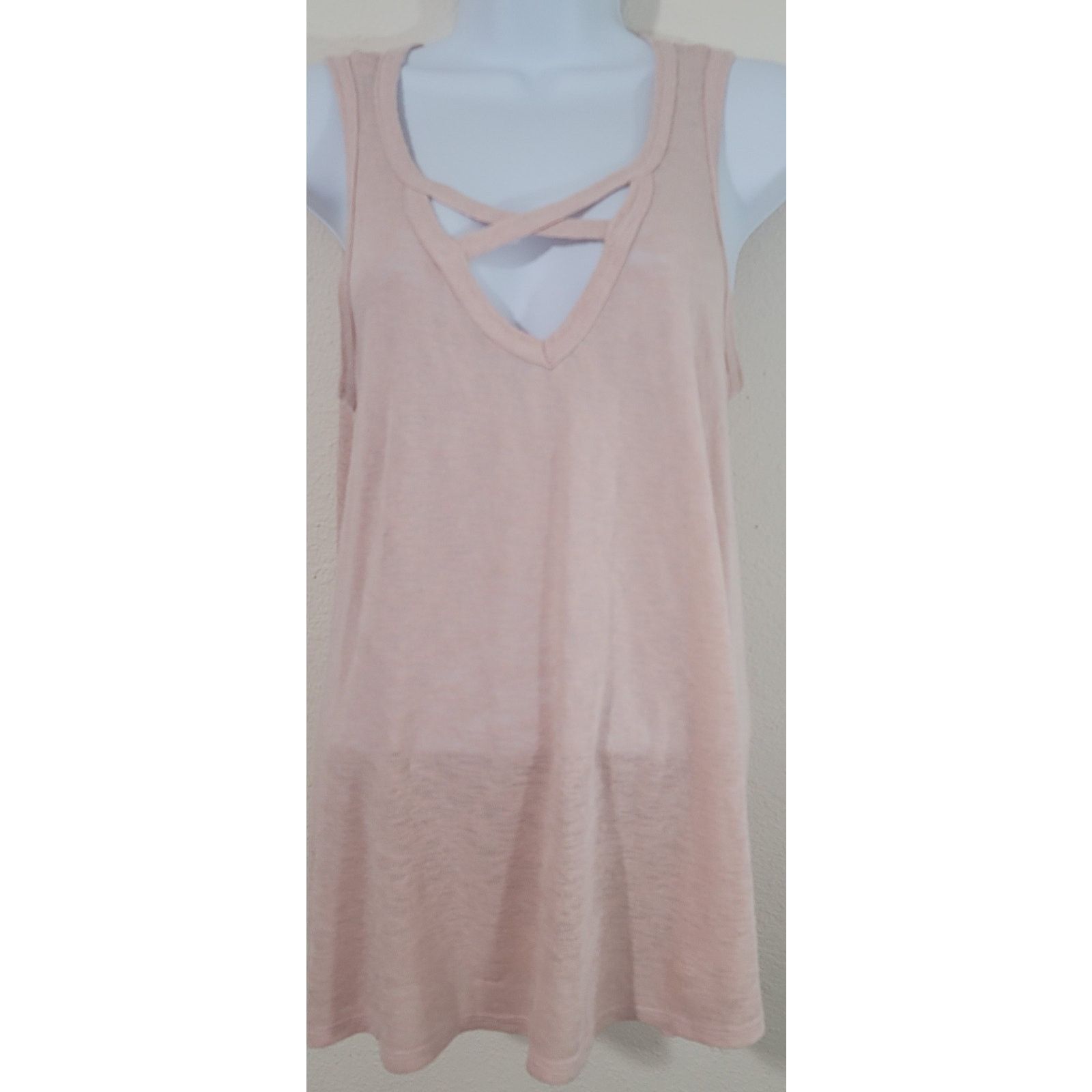 Other Bobeau Pink Blush Crisscross V Neck Slub Knit Tank Large Size L / US 10 / IT 46 - 1 Thumbnail