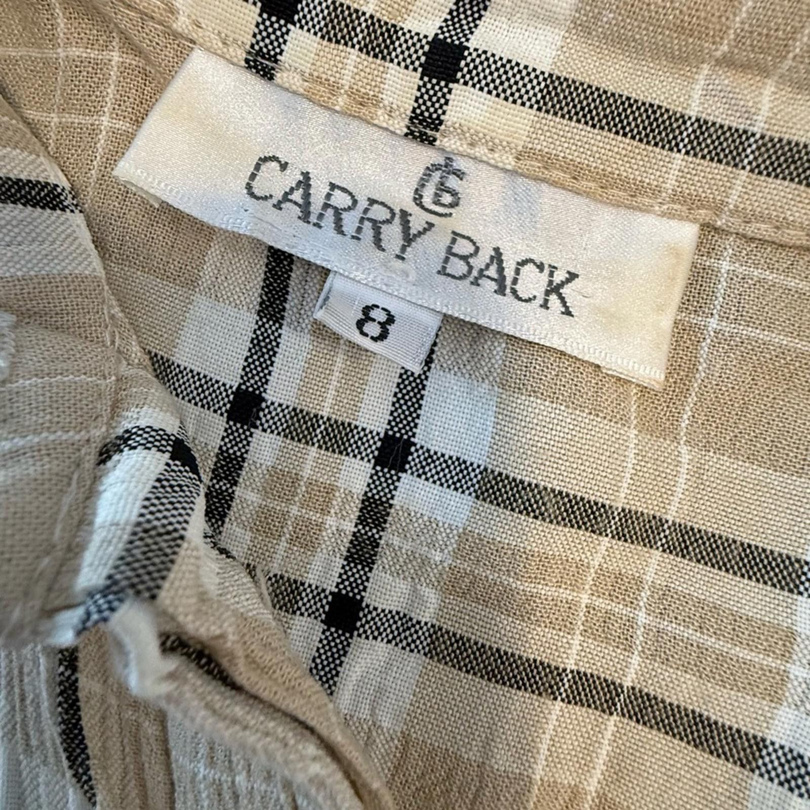 Other Carry Back button up shirt tan & gray plaid sporty SZ 8 Size M / US 6-8 / IT 42-44 - 6 Thumbnail