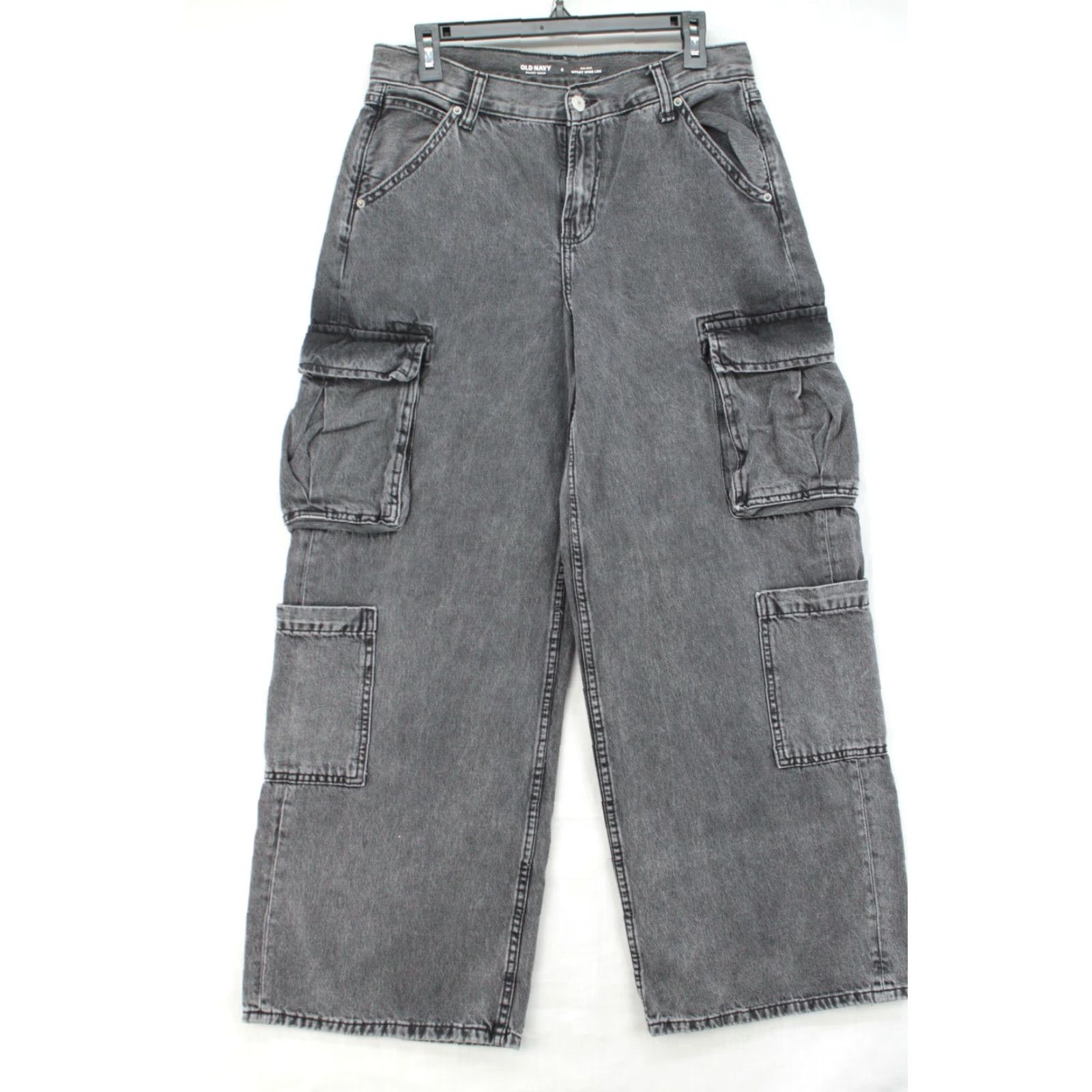 Old Navy VINTAGE Old Navy Jeans Women Baggy Wide Leg 11" Cargo Denim Blue Size 6 30" Inseam 90s Bohemian Grunge School Womens Size 28" / US 6 / IT 42 - 2 Thumbnail