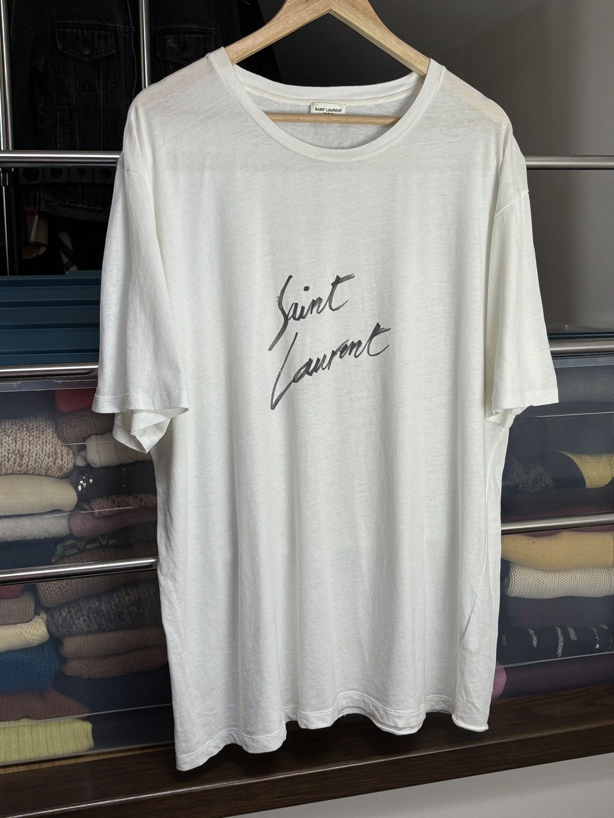 Saint Laurent Paris Saint Laurent Paris Signature T-Shirt SLP Size US L / EU 52-54 / 3 - 2 Thumbnail