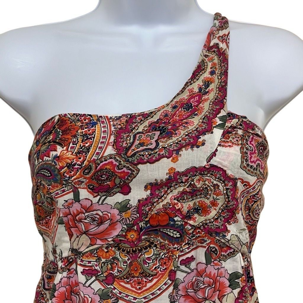 Other OndadeMar Women Small Pink Floral Paisley One Shoulder 100% Size S / US 4 / IT 40 - 3 Thumbnail