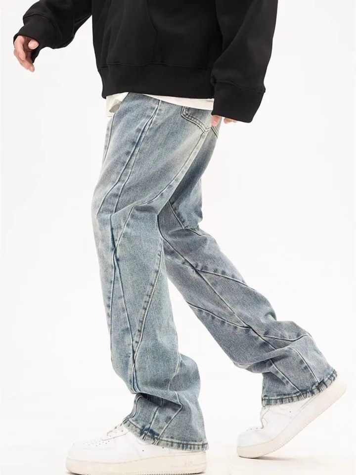 Japanese Brand × Vintage Y2K Fashion Washed Blue Slim Spliced Jeans Pants Size US 33 - 6 Thumbnail