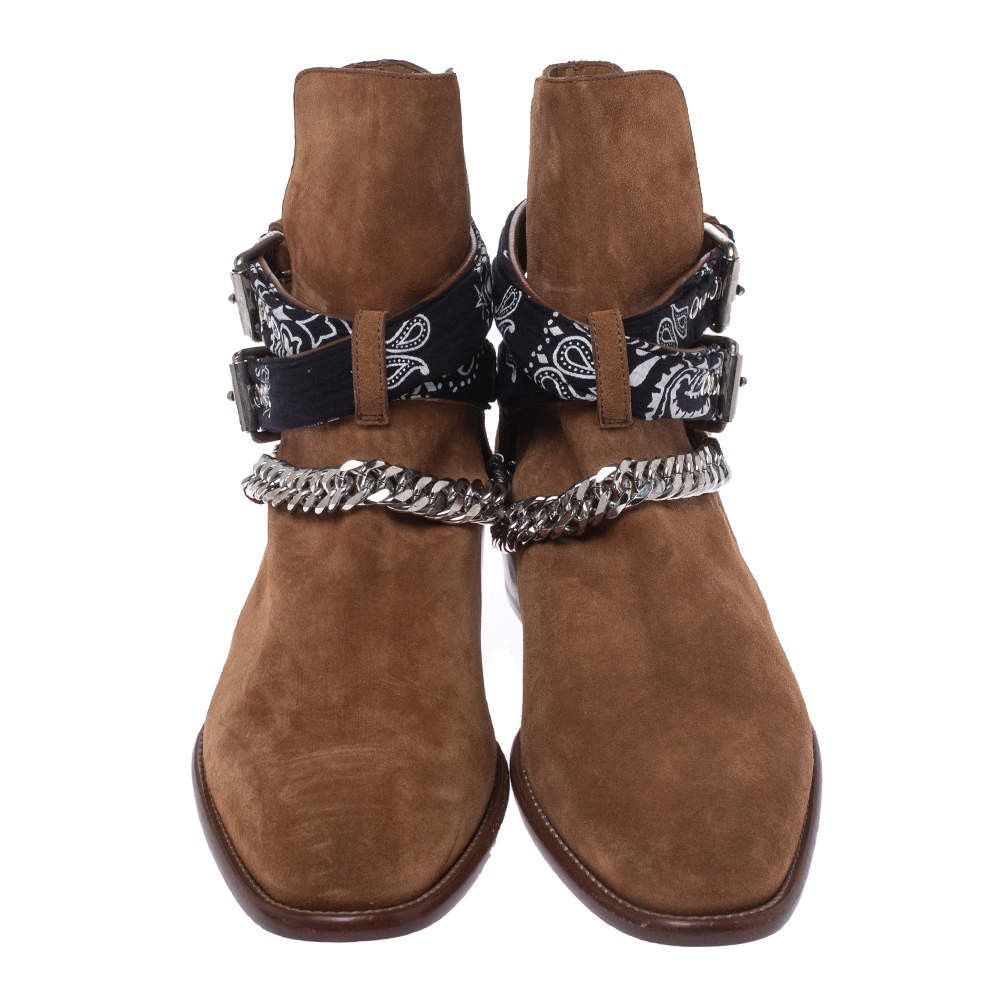 Amiri o1w1db11224 Buckle Ankle Boots in Brown Size US 8 / EU 41 - 3 Thumbnail