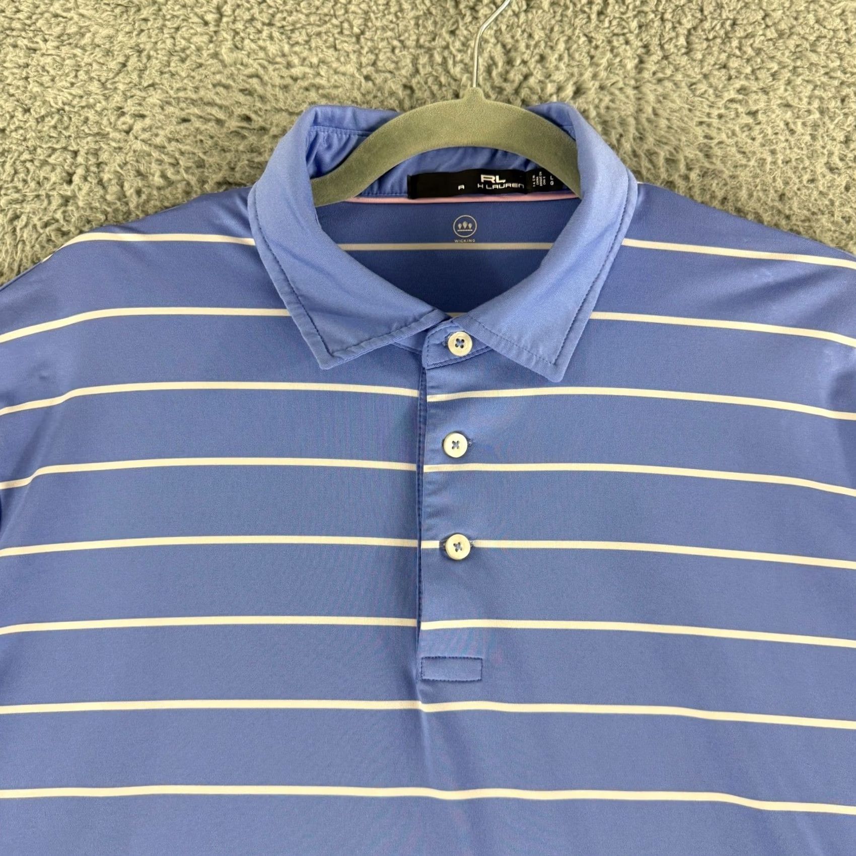 RLX Ralph Lauren RLX Ralph Lauren Polo Shirt Men L Blue Striped Wicking Performance Golf Shirt Size US L / EU 52-54 / 3 - 2 Thumbnail