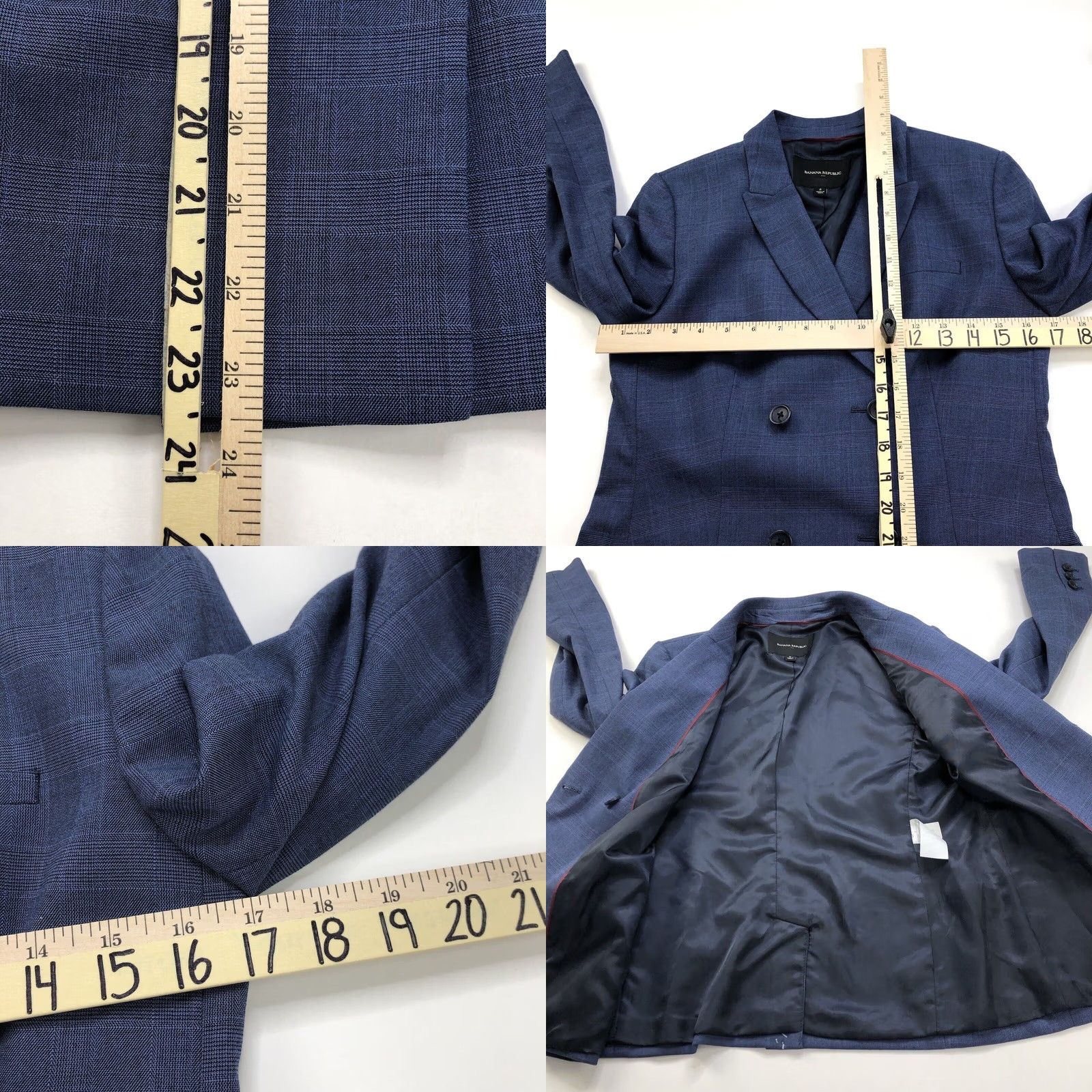 Banana Republic Banana Republic Blazer Jacket Four Button Blue Polyester Blend Wool 4 Women Regular Long Sleeve Mid-Length Blazer Theme Formal Workwear Size S / US 4 / IT 40 - 11 Thumbnail