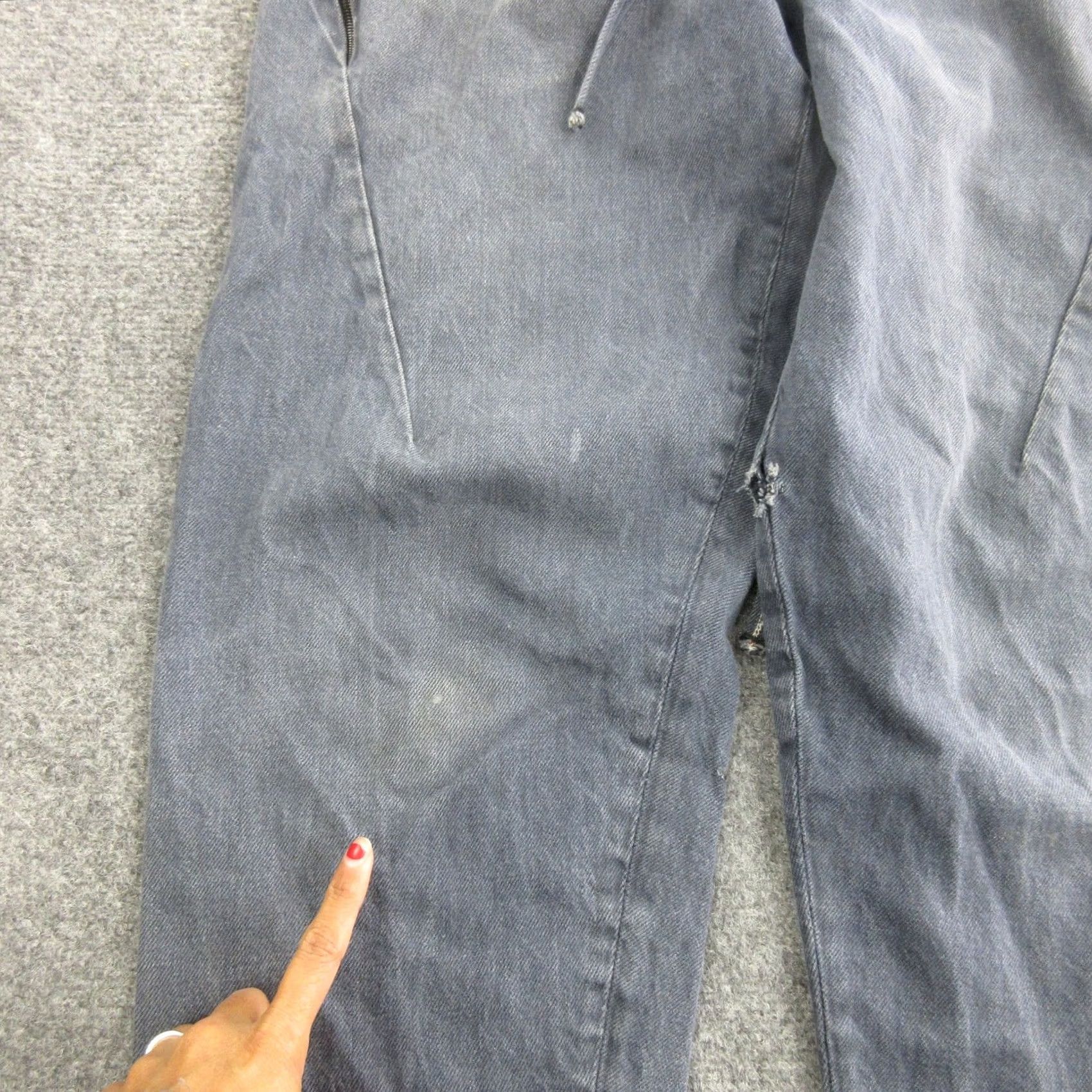 Denime Matias Jeans Mens 34x26 Gray Relaxed Tapered Selvedge Denim Pants Made USA Size US 31 - 2 Thumbnail