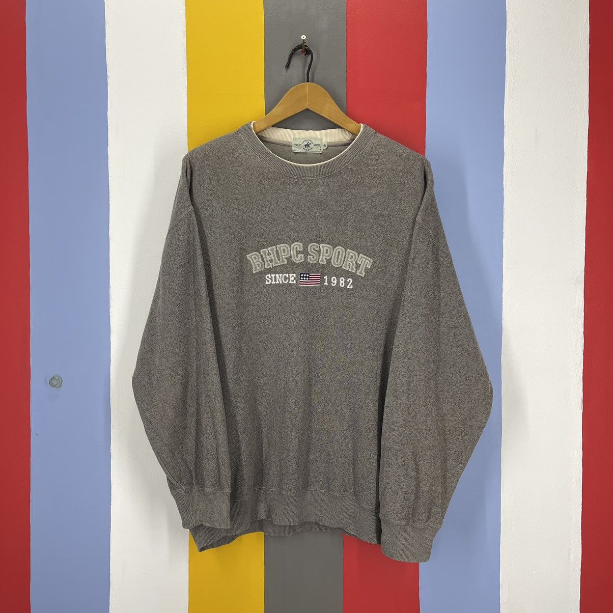 image of Beverly Hills Polo Club 3Xl Size Bhpc Sport Crew Neck Sweatshirt 1401/aw in Grey, Men's