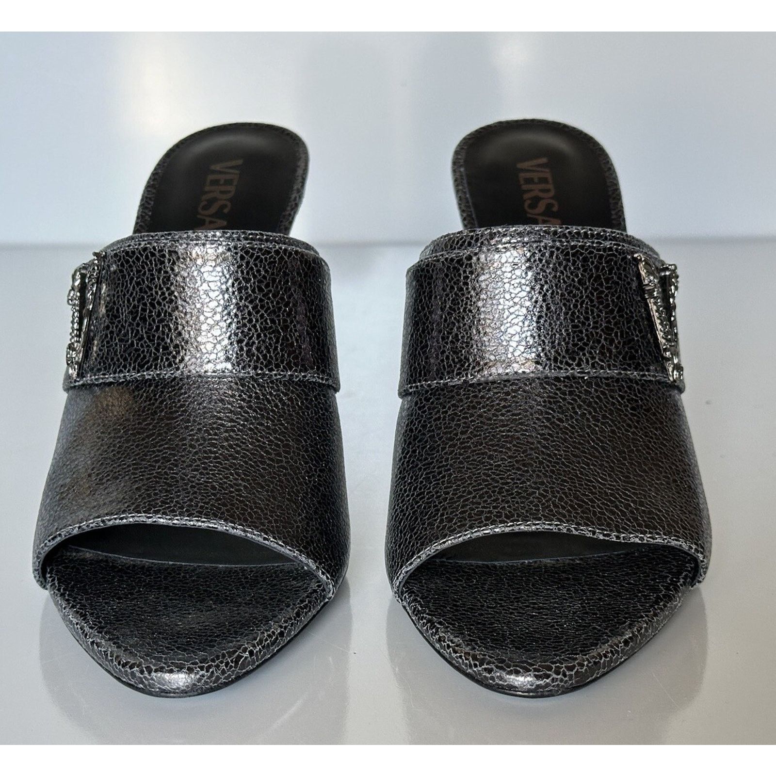 Versace NIB $990 Versace Virtus Leather Black Sandals 11 US 1011901 Size US 11 / IT 41 - 5 Thumbnail