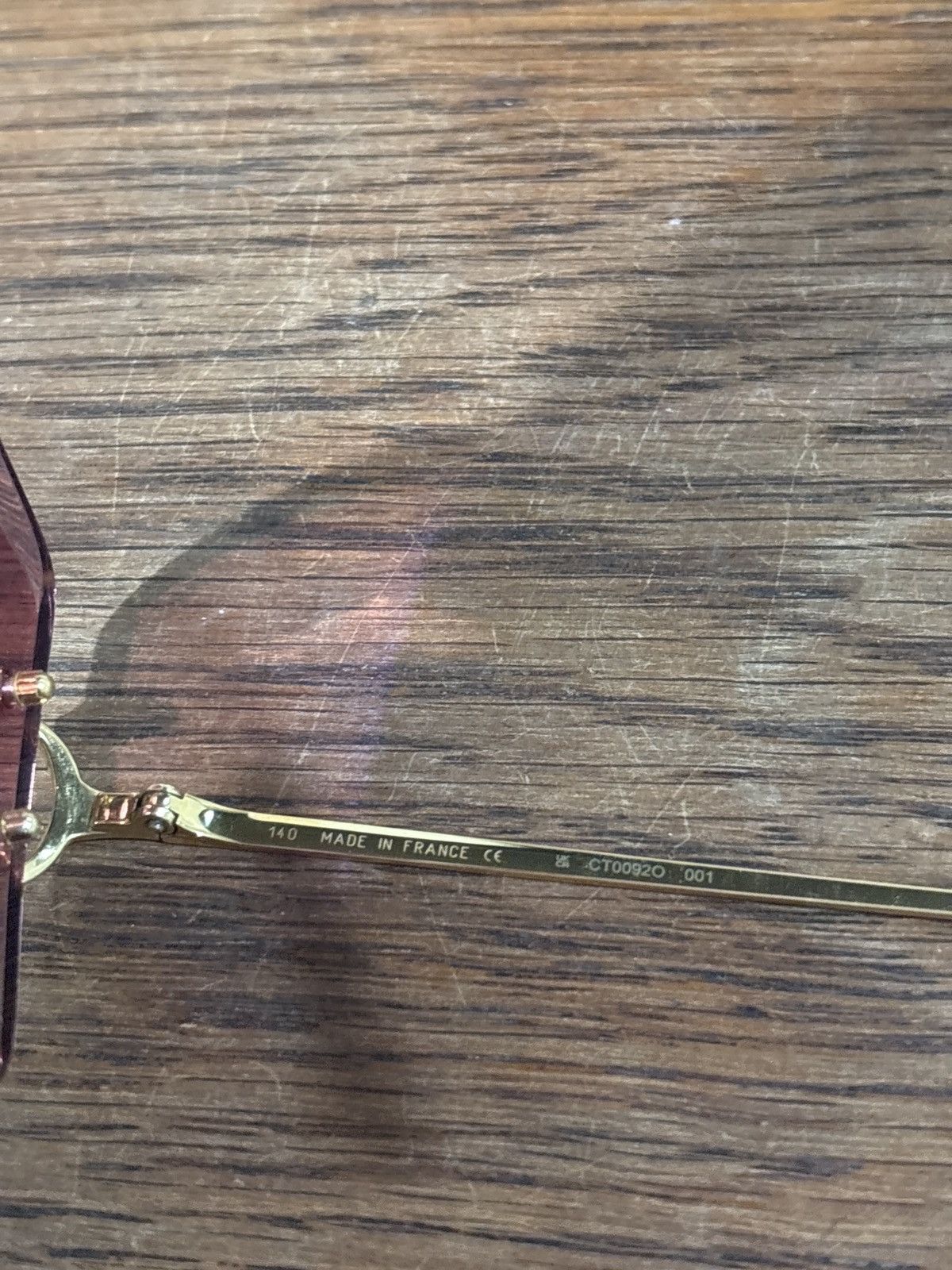 Cartier Gold Picadilly Pink Lense Glasses Size ONE SIZE - 7 Thumbnail