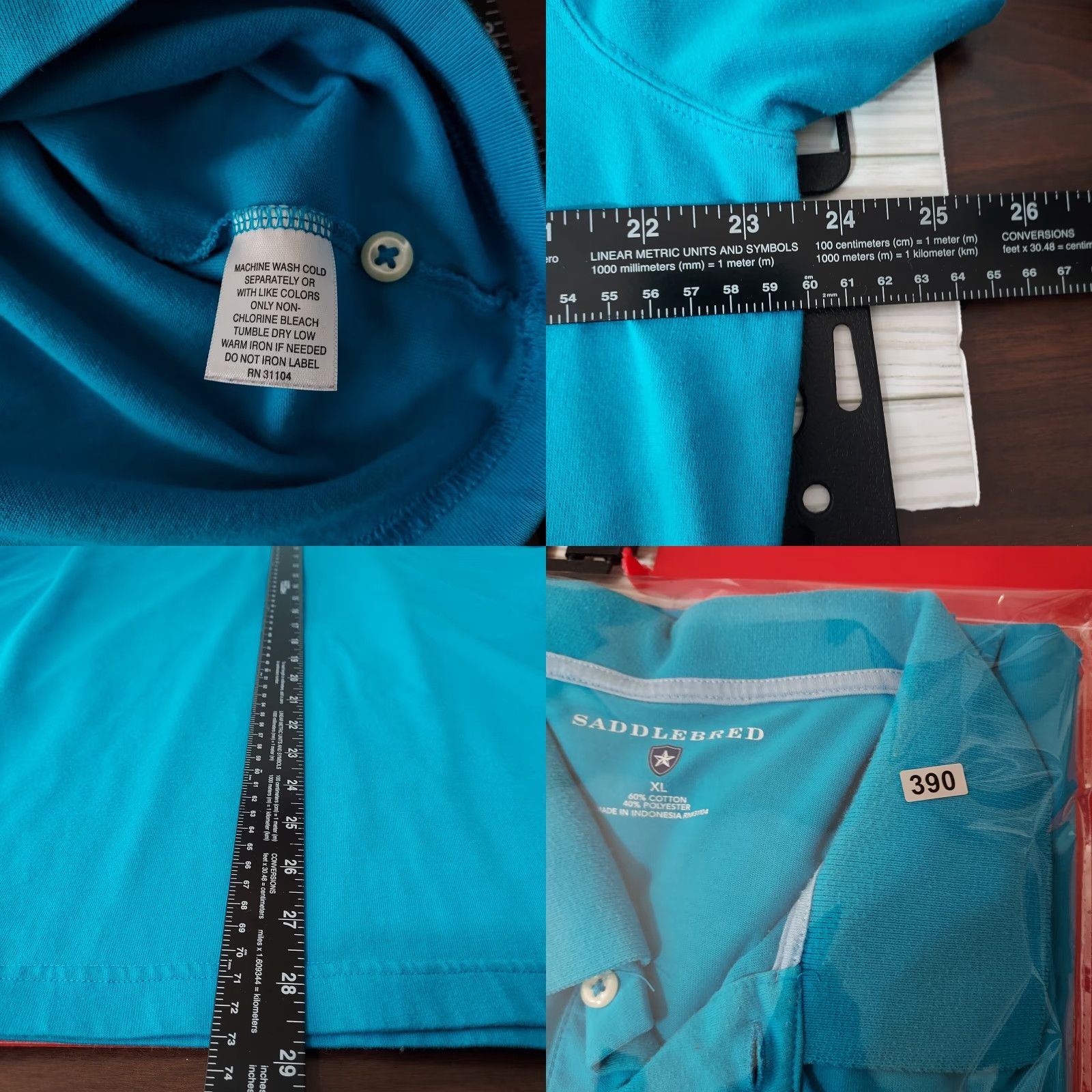 Vintage Saddlebred Shirt Polo Golf Light Blue XL Short Sleeve Mens Regular Blue 60% Cotton 40% Polyester Polo Shirt Size US XL / EU 56 / 4 - 8 Thumbnail