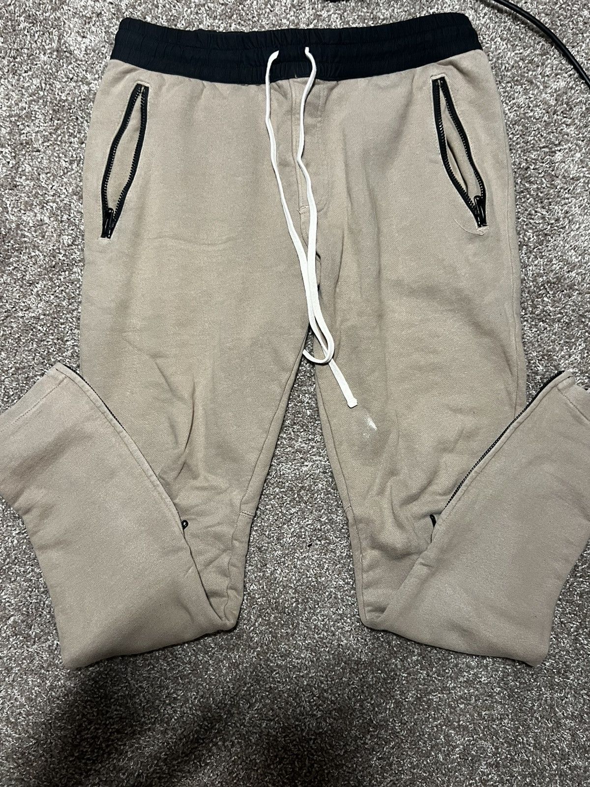 image of Essentials x Fear Of God Essential Zipper Sweatpants in Beige, Men's (Size 28)