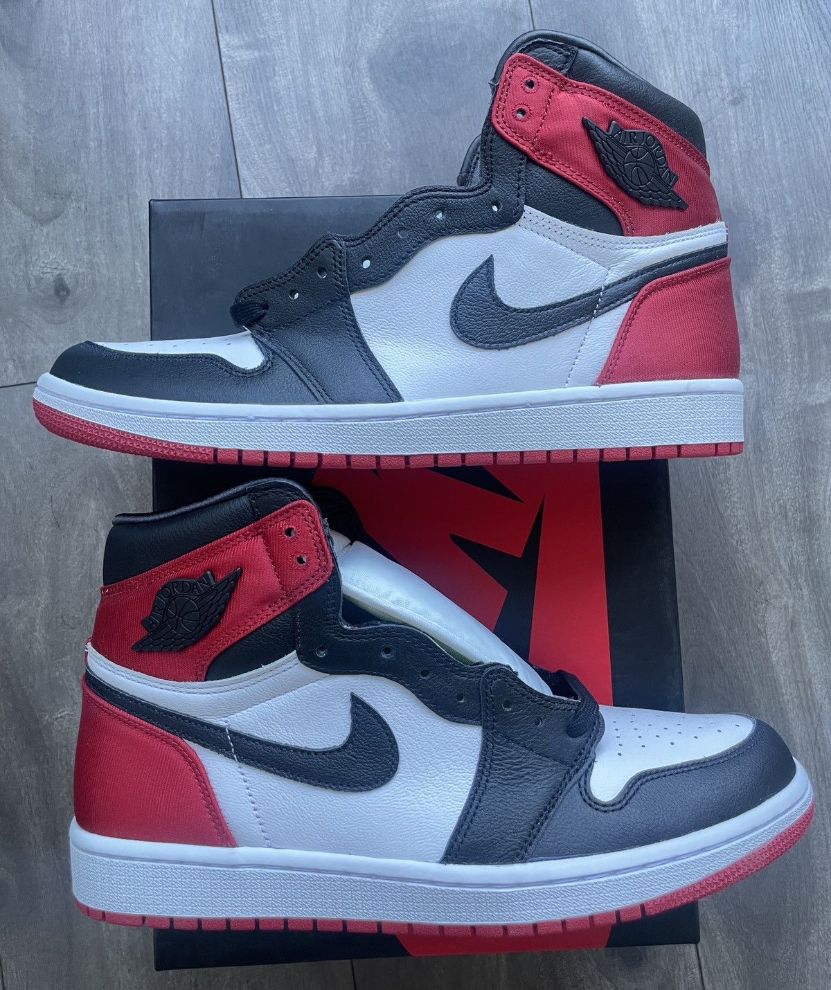 Jordan Brand Nike Streetwear New Nike Jordan 1 Retro Hi OG WMNS Satin Black Toe sneaker Grailed