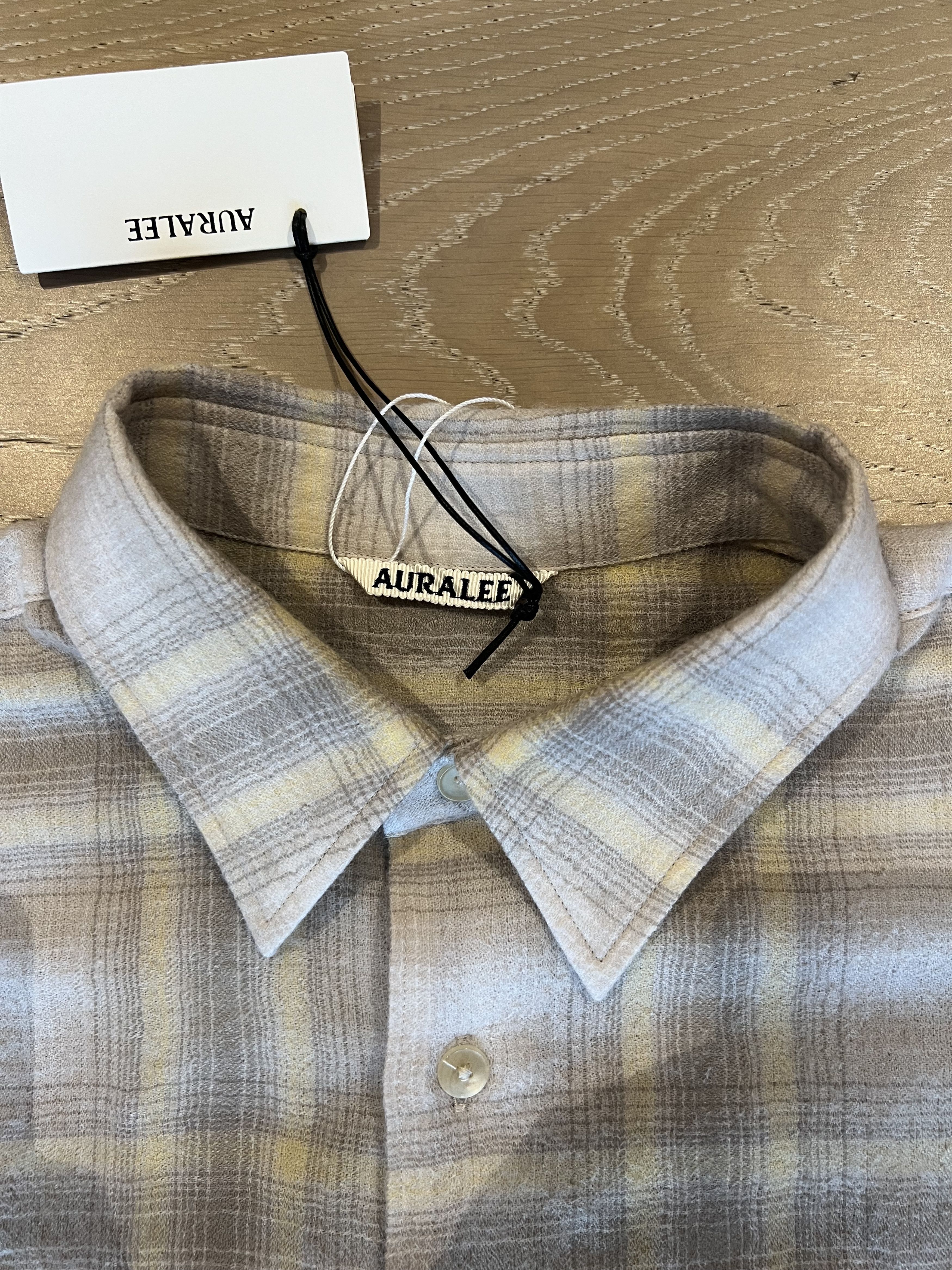 Auralee 💚 Auralee Airy Wool Check Shirt Yellow Gray Check NEW Size US XL / EU 56 / 4 - 12 Thumbnail