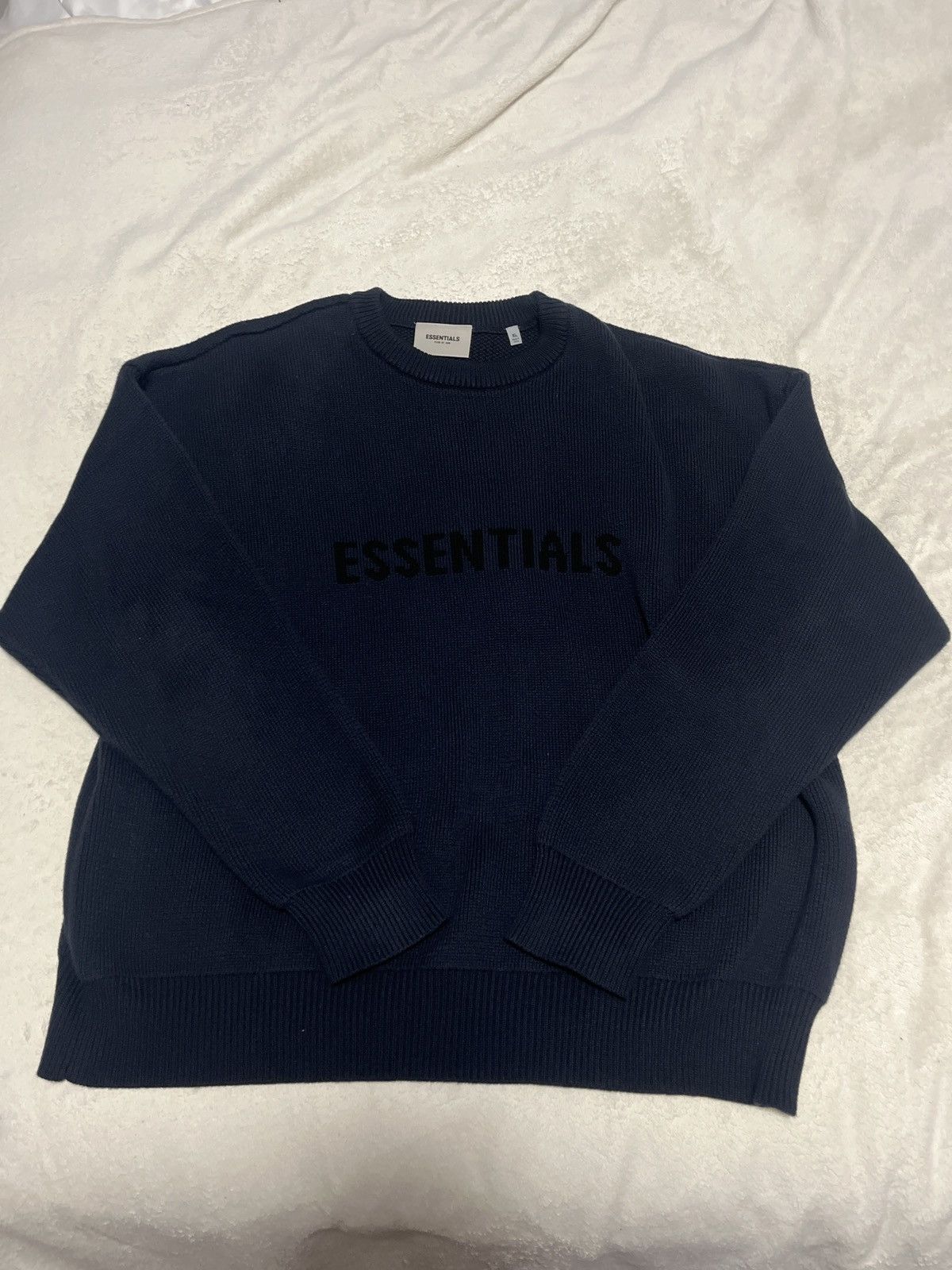 image of Essentials X Ssense Knit Sweater in Dark Navy, Men's (Size XL)