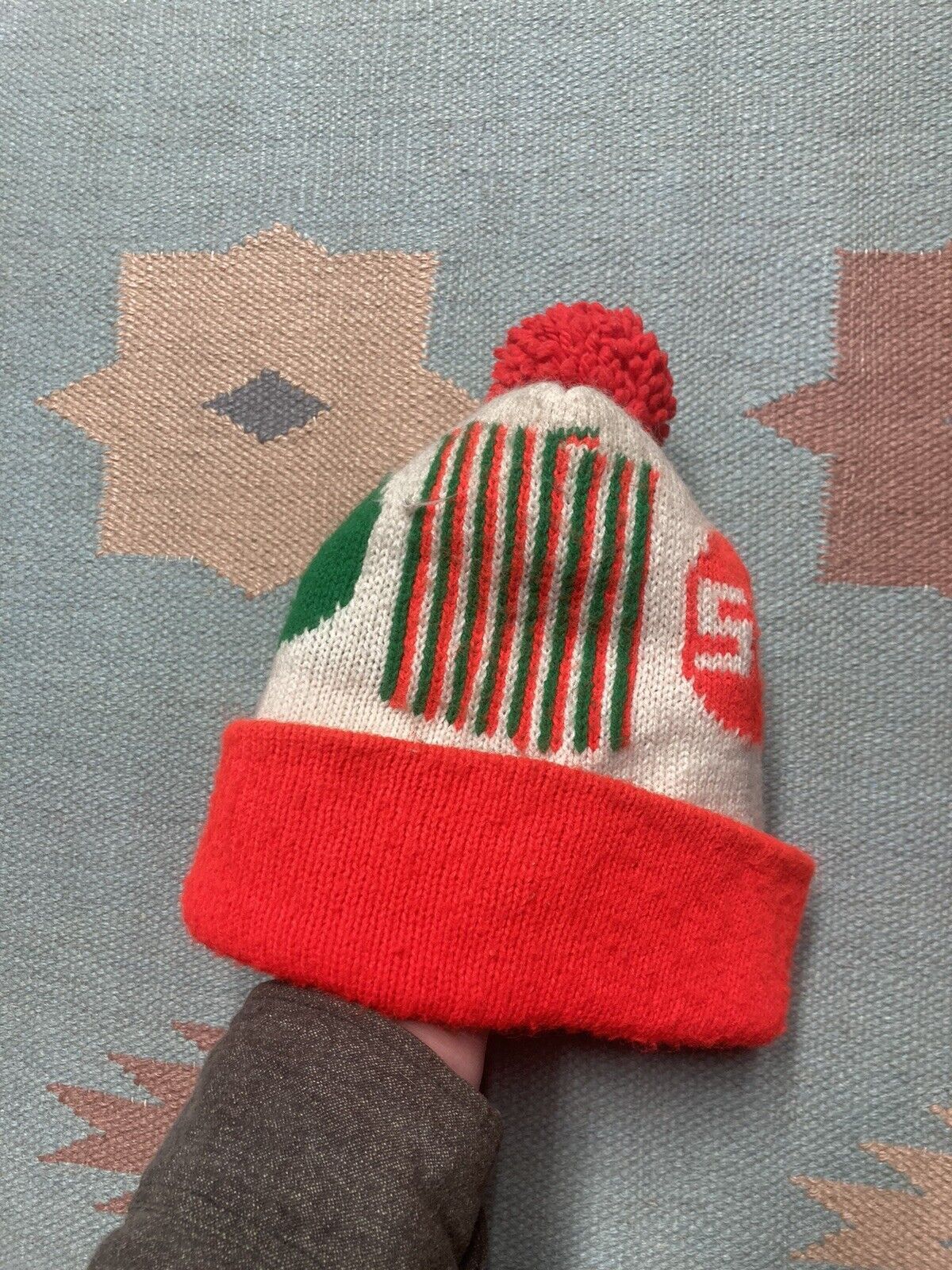 Vintage 70s beanie hat skull cap stop go novelty print winter ski Size ONE SIZE - 5 Thumbnail