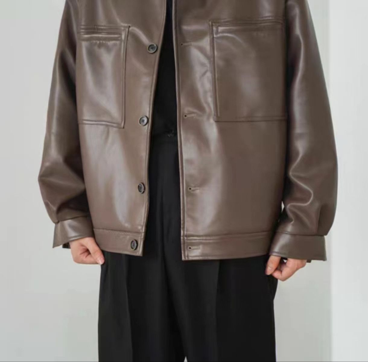 Japanese Brand × Vintage Korean fashion retro faux leather jacket Size US M / EU 48-50 / 2 - 4 Thumbnail