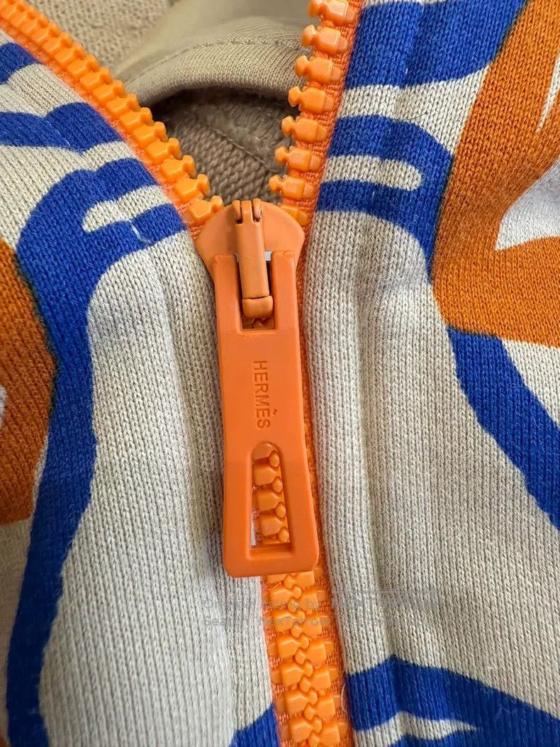 Hermes Hermes Stirrup Fantasy Print Baseball Jacket, Orange Zippe Size S / US 4 / IT 40 - 4 Thumbnail