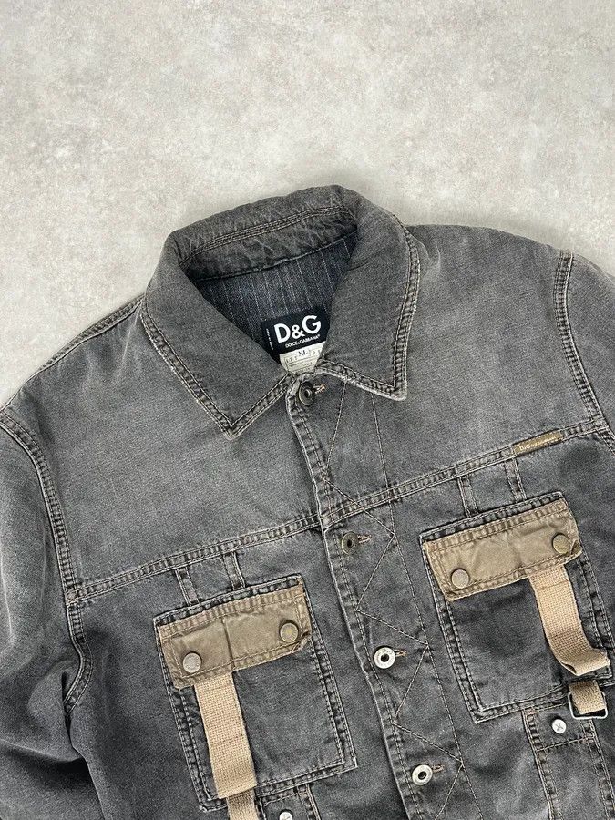 Dolce & Gabbana AW2004 Dolce & Gabbana Grey Denim Pocket Straps Jacket Size US M / EU 48-50 / 2 - 7 Thumbnail