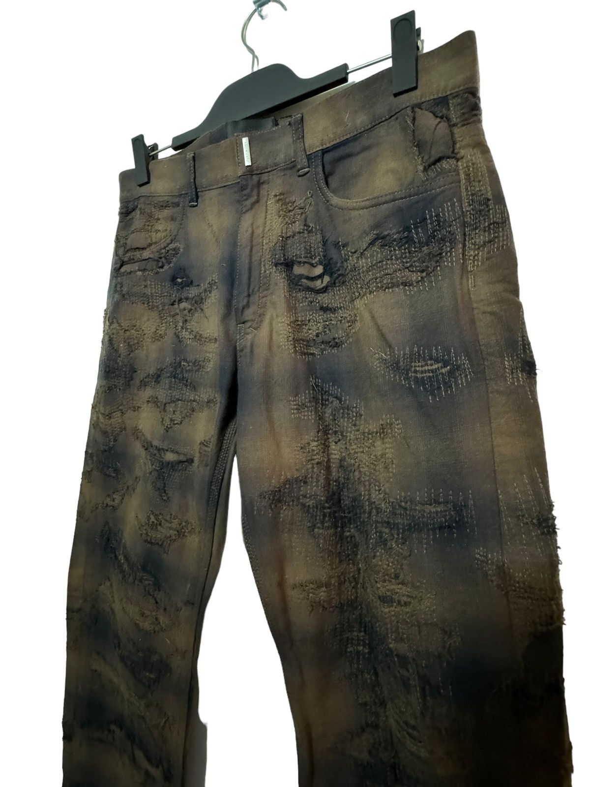 Givenchy SS22 Givenchy Boro Distress Checker Plaid Straight Leg Pants Size US 34 / EU 50 - 4 Thumbnail