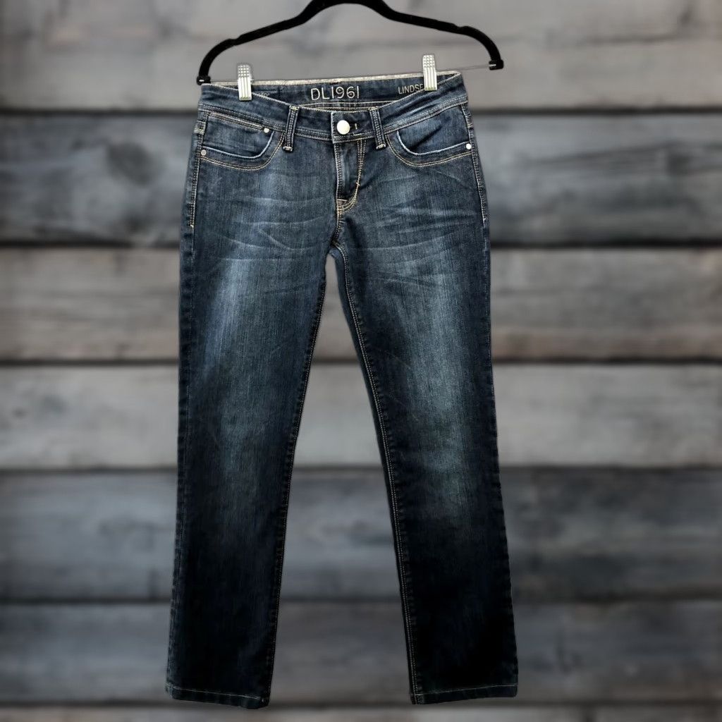 DL1961 DL1961 Lindsey Slim Straight Jeans Womens 27 Blue Low Rise 4way Stretch Denim Jeans Slim Straight Womens 27 Blue DL1961 Jeans Size 27" / US 4 / IT 40 - 1 Thumbnail