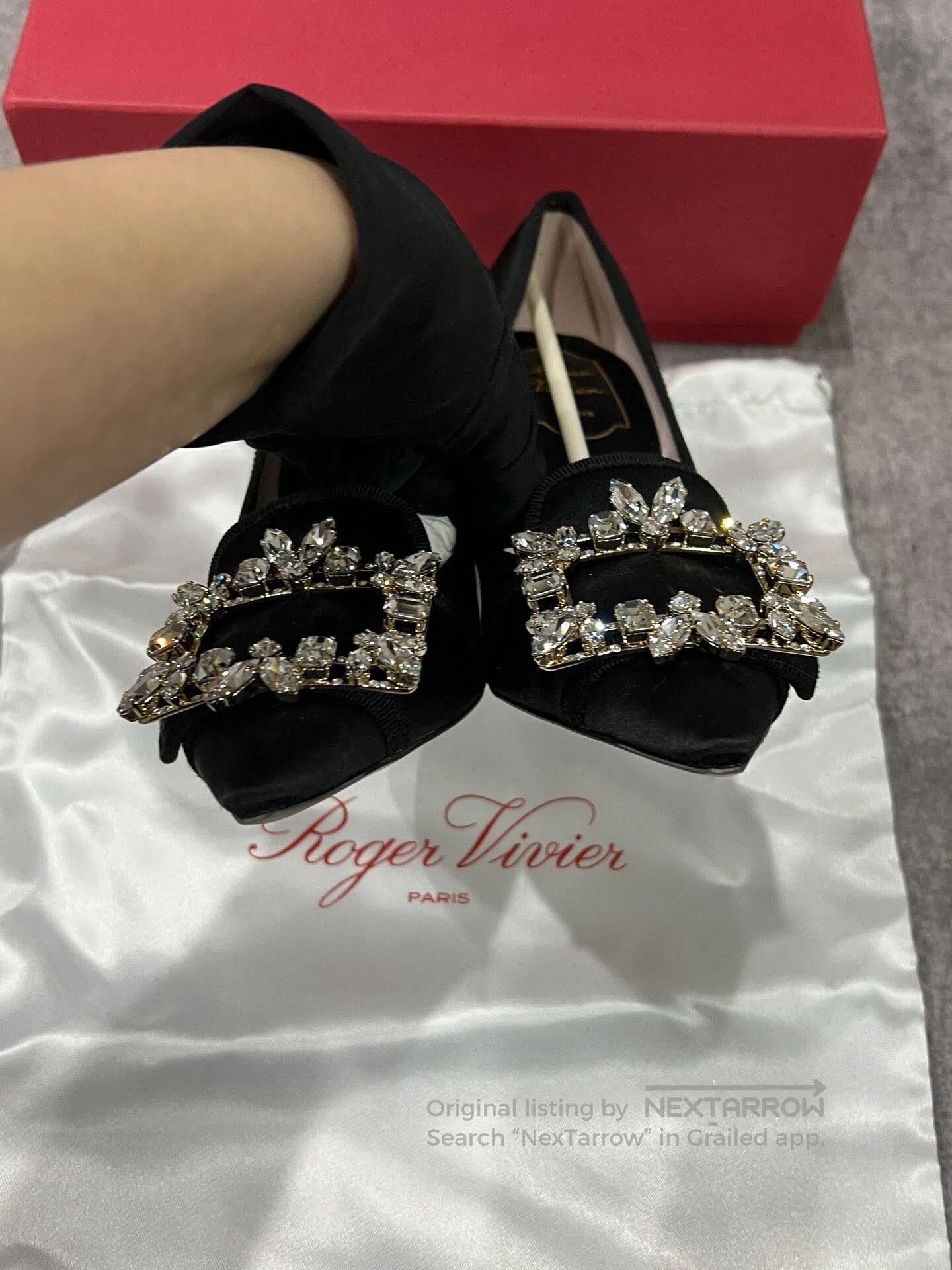Roger Vivier Roger Vivier Crystal Button Satin High Heels| Size US 5 / IT 35 - 5 Thumbnail