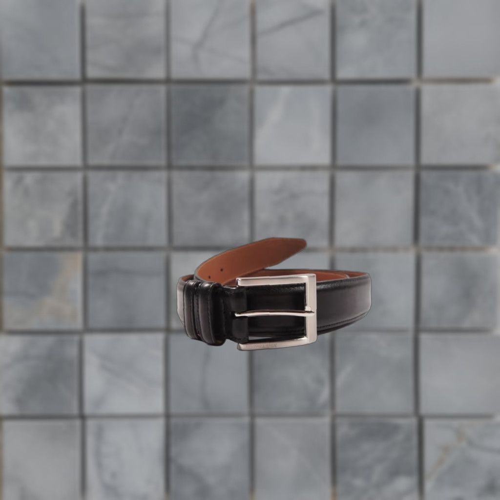 Allen Edmonds Allen Edmonds Belt Dress 44 Black Calfskin Leather Silver Buckle 39501 Mens Size 44 - 1 Thumbnail