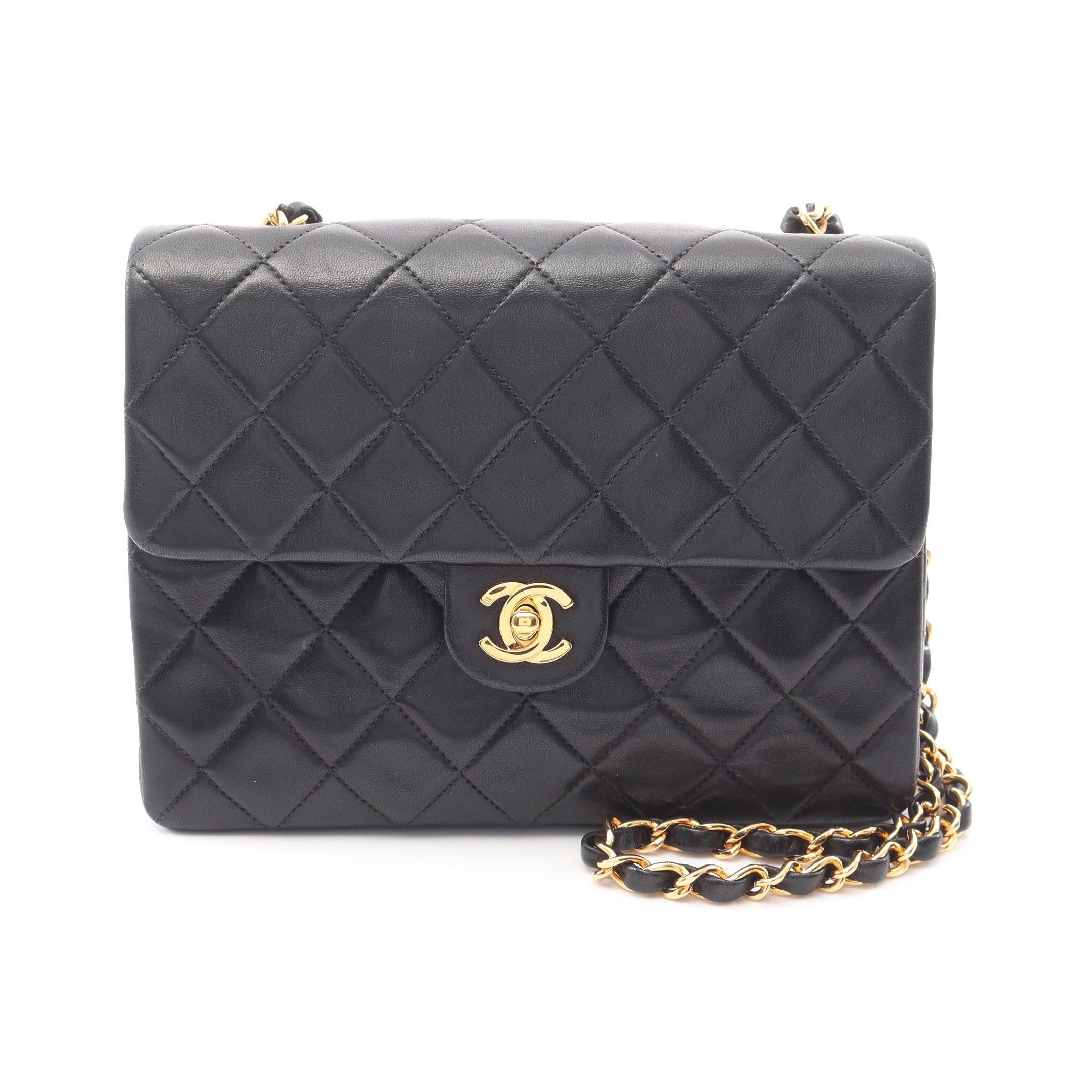 Chanel Chanel Mini Matelasse Single Flap Chain Shoulder Bag Lambskin Black Gold Hardware Size ONE SIZE - 1 Thumbnail